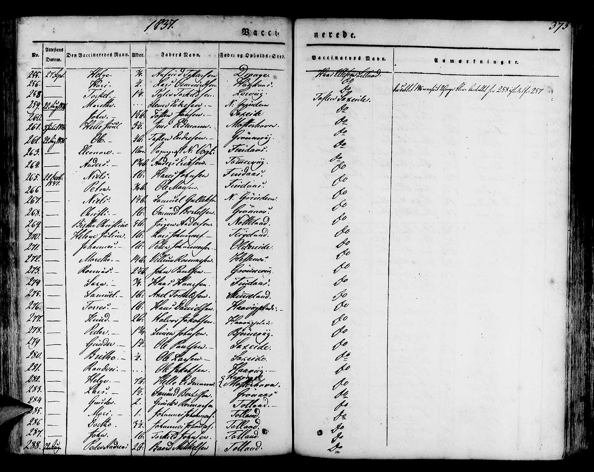 Finnås sokneprestembete, AV/SAB-A-99925/H/Ha/Haa/Haaa/L0006: Parish register (official) no. A 6, 1836-1850, p. 373