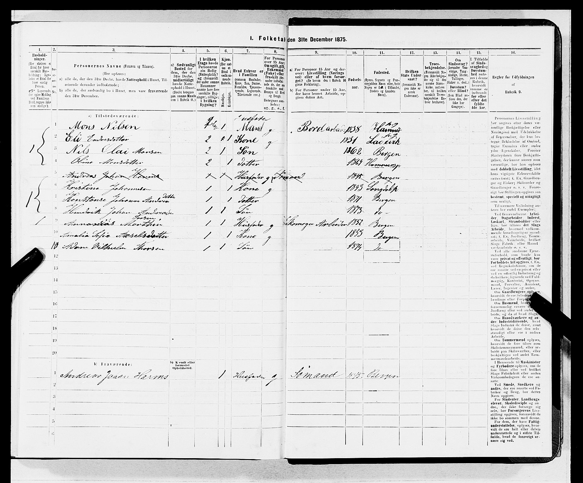 SAB, 1875 census for 1301 Bergen, 1875, p. 4312