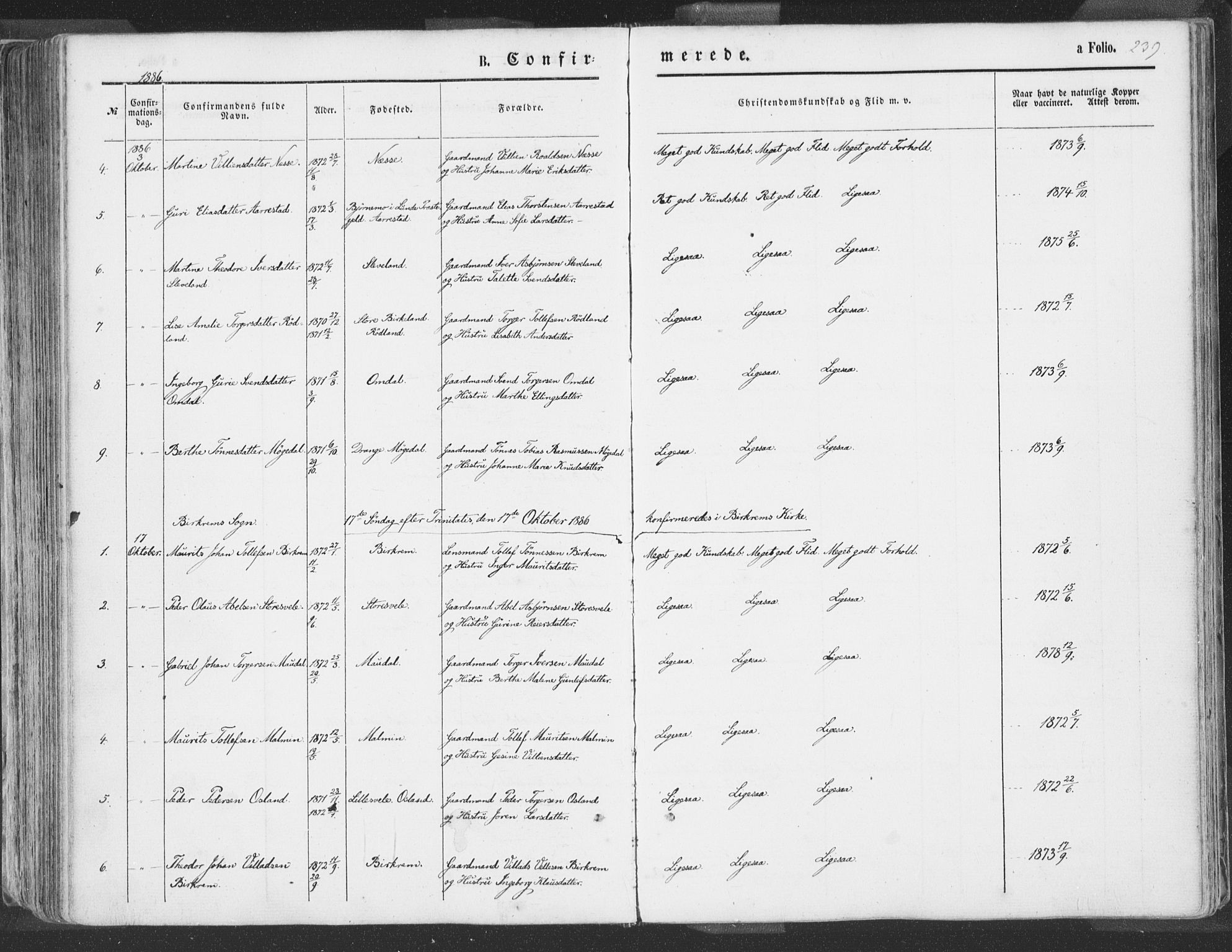 Helleland sokneprestkontor, AV/SAST-A-101810: Parish register (official) no. A 7.1, 1863-1886, p. 239