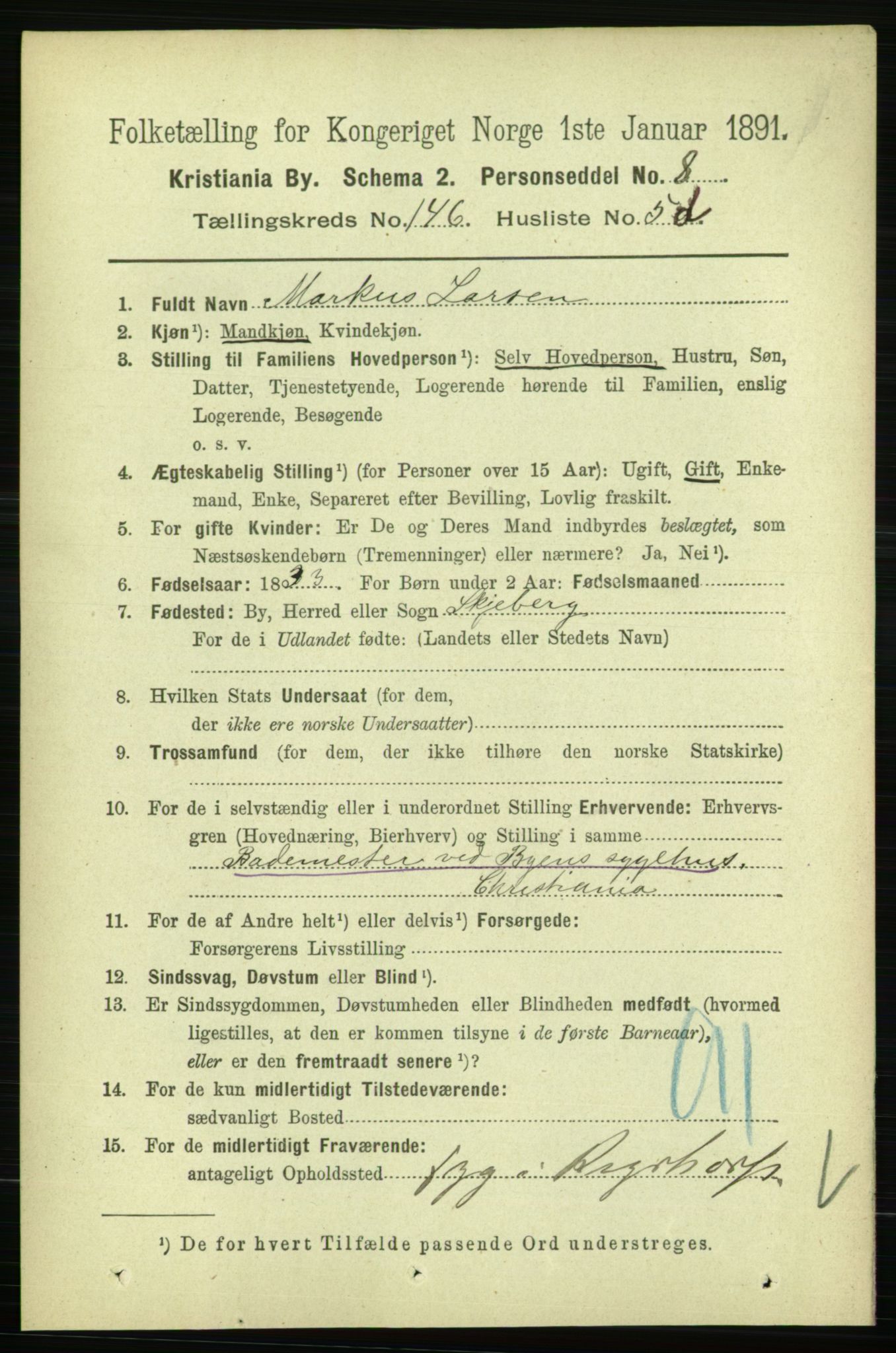 RA, 1891 census for 0301 Kristiania, 1891, p. 81121