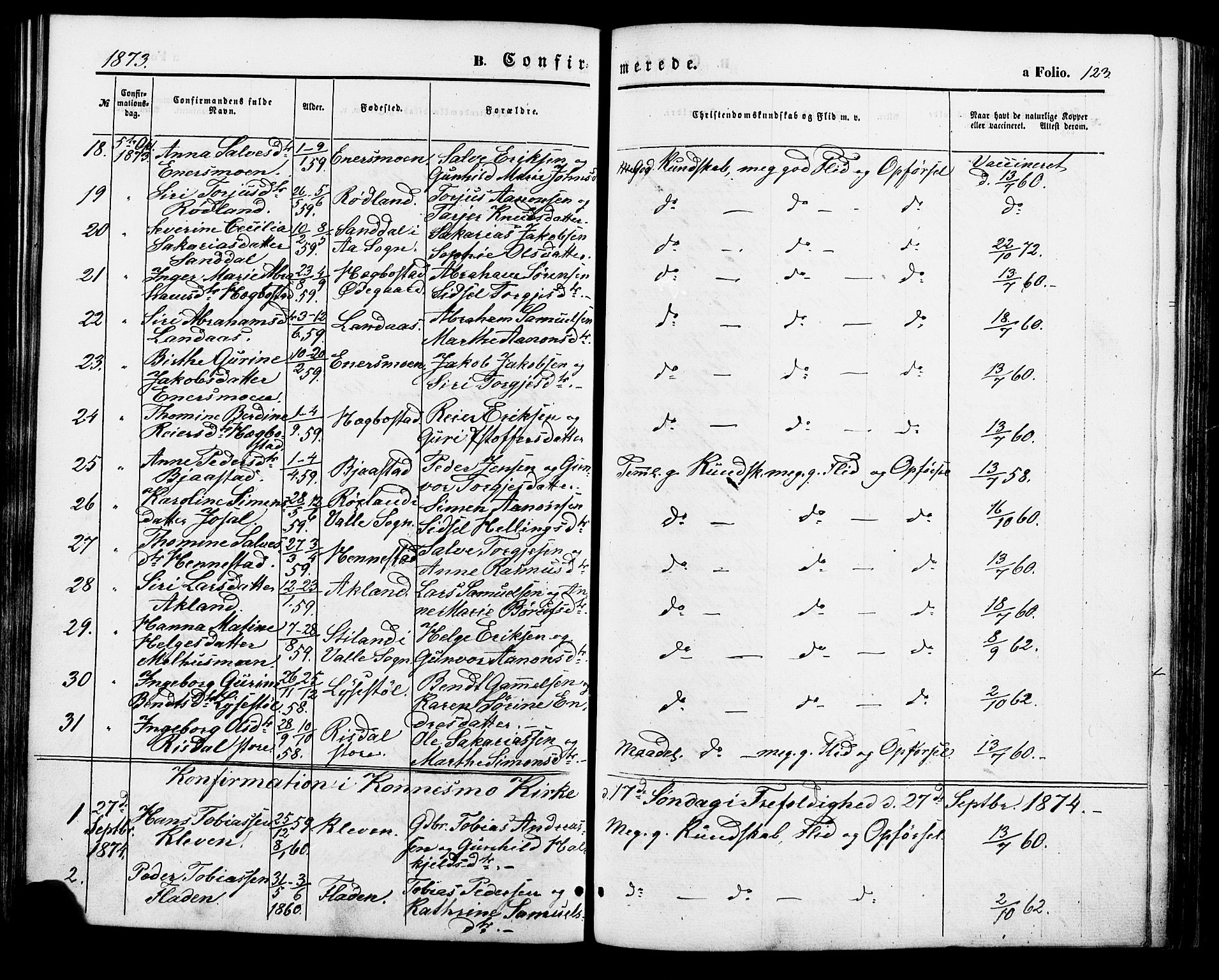 Nord-Audnedal sokneprestkontor, AV/SAK-1111-0032/F/Fa/Fab/L0002: Parish register (official) no. A 2, 1859-1882, p. 123