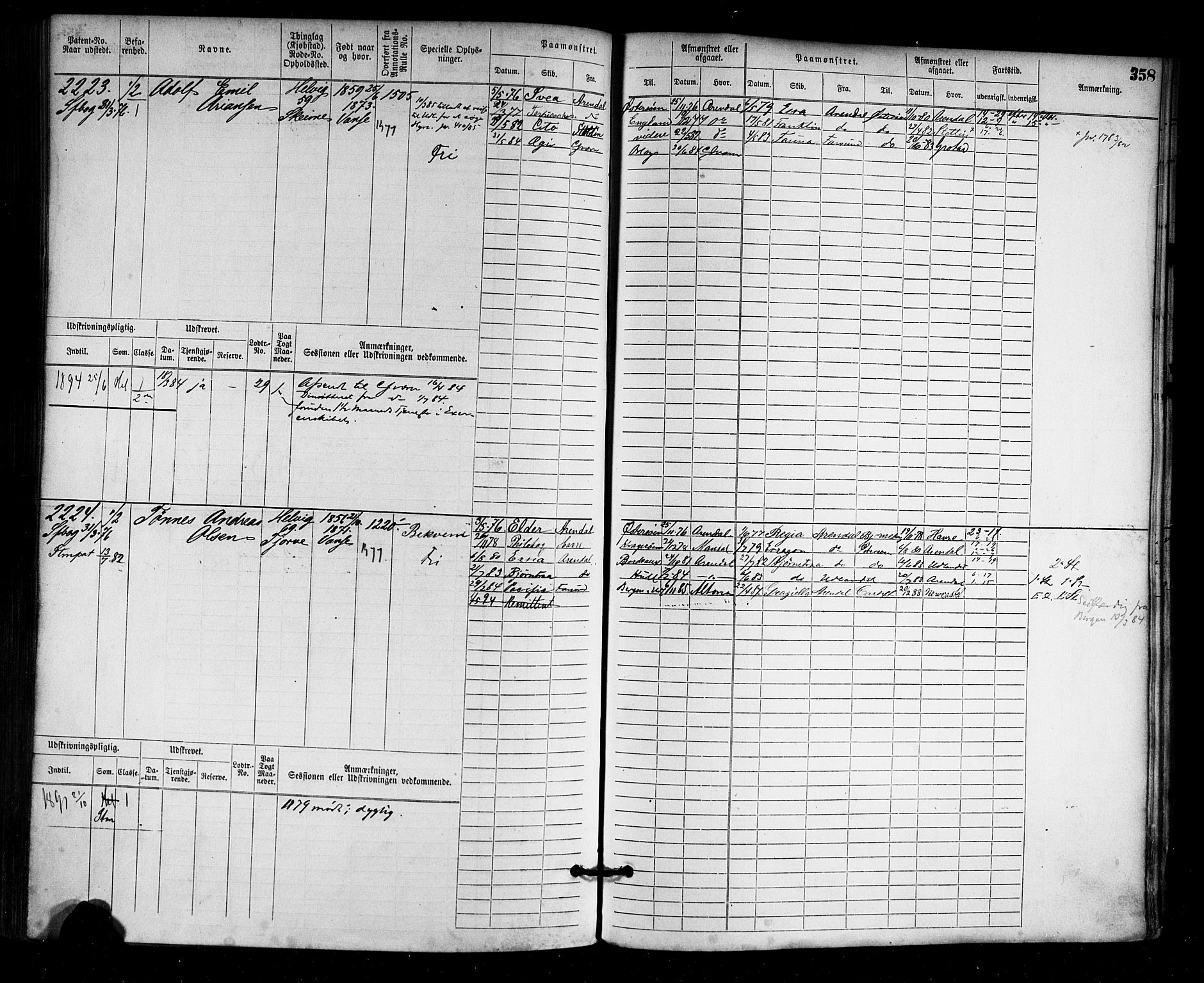 Farsund mønstringskrets, AV/SAK-2031-0017/F/Fb/L0003: Hovedrulle nr 1509-2274, M-6, 1868-1915, p. 364