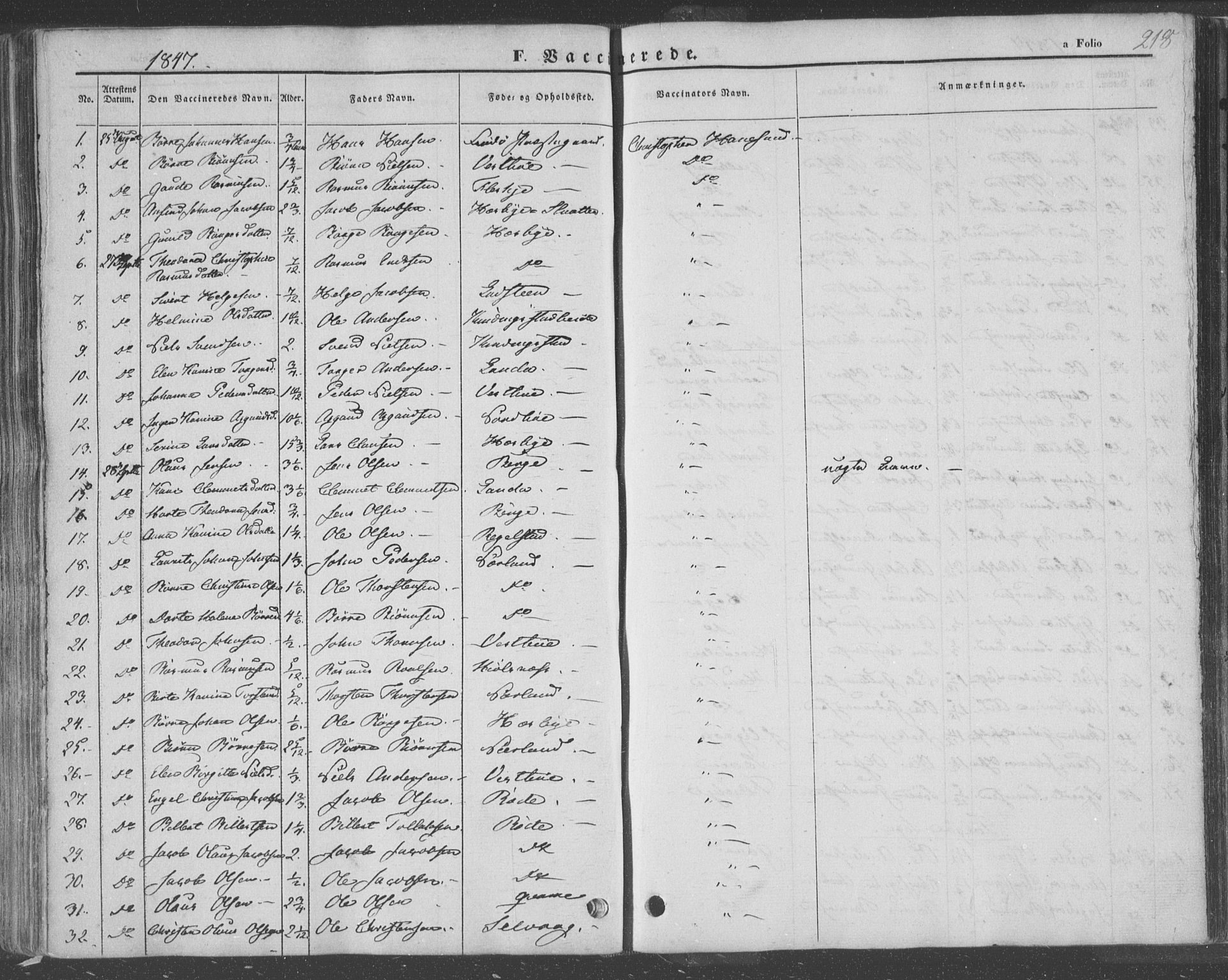 Finnøy sokneprestkontor, SAST/A-101825/H/Ha/Haa/L0007: Parish register (official) no. A 7, 1847-1862, p. 218