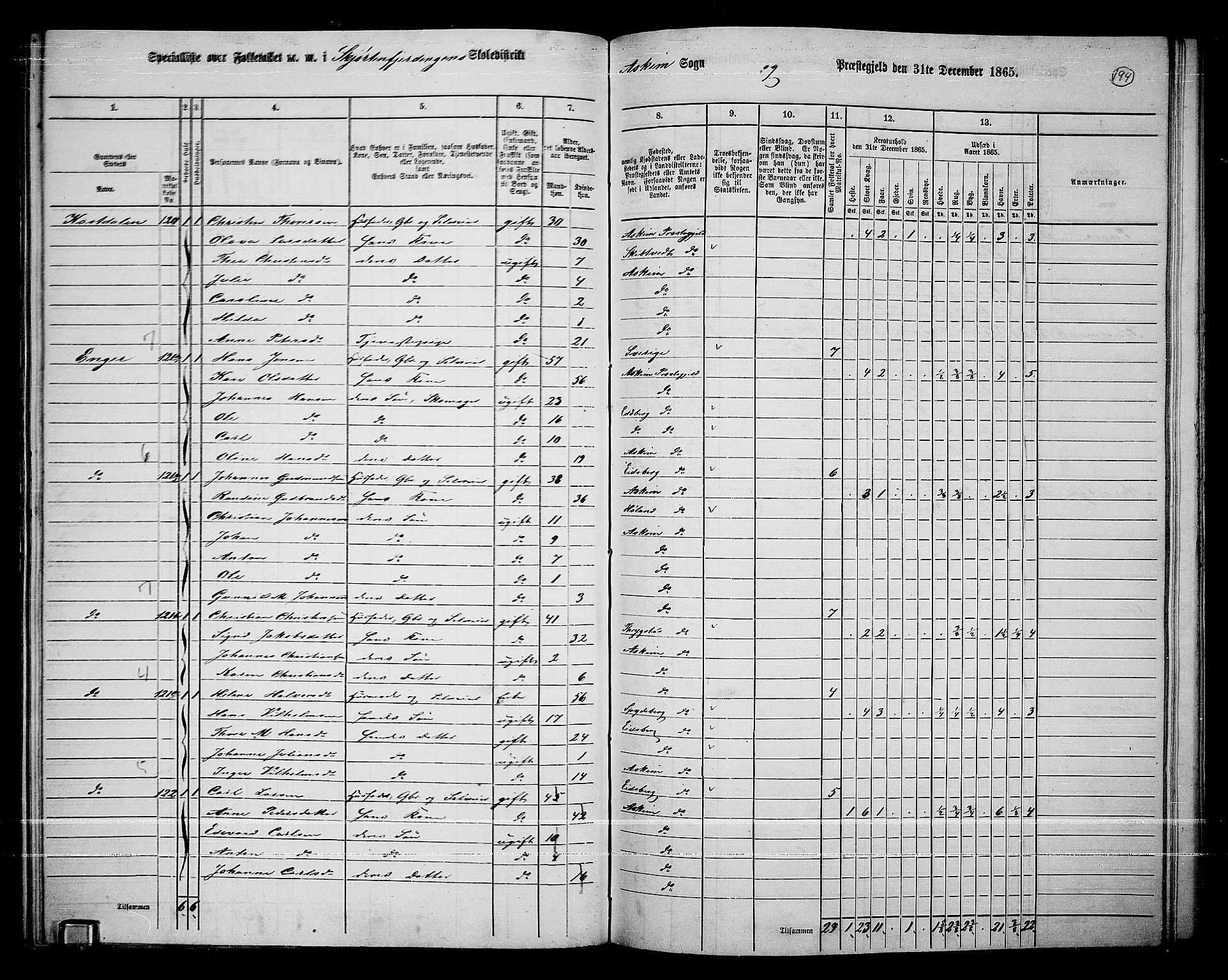 RA, 1865 census for Askim, 1865, p. 54