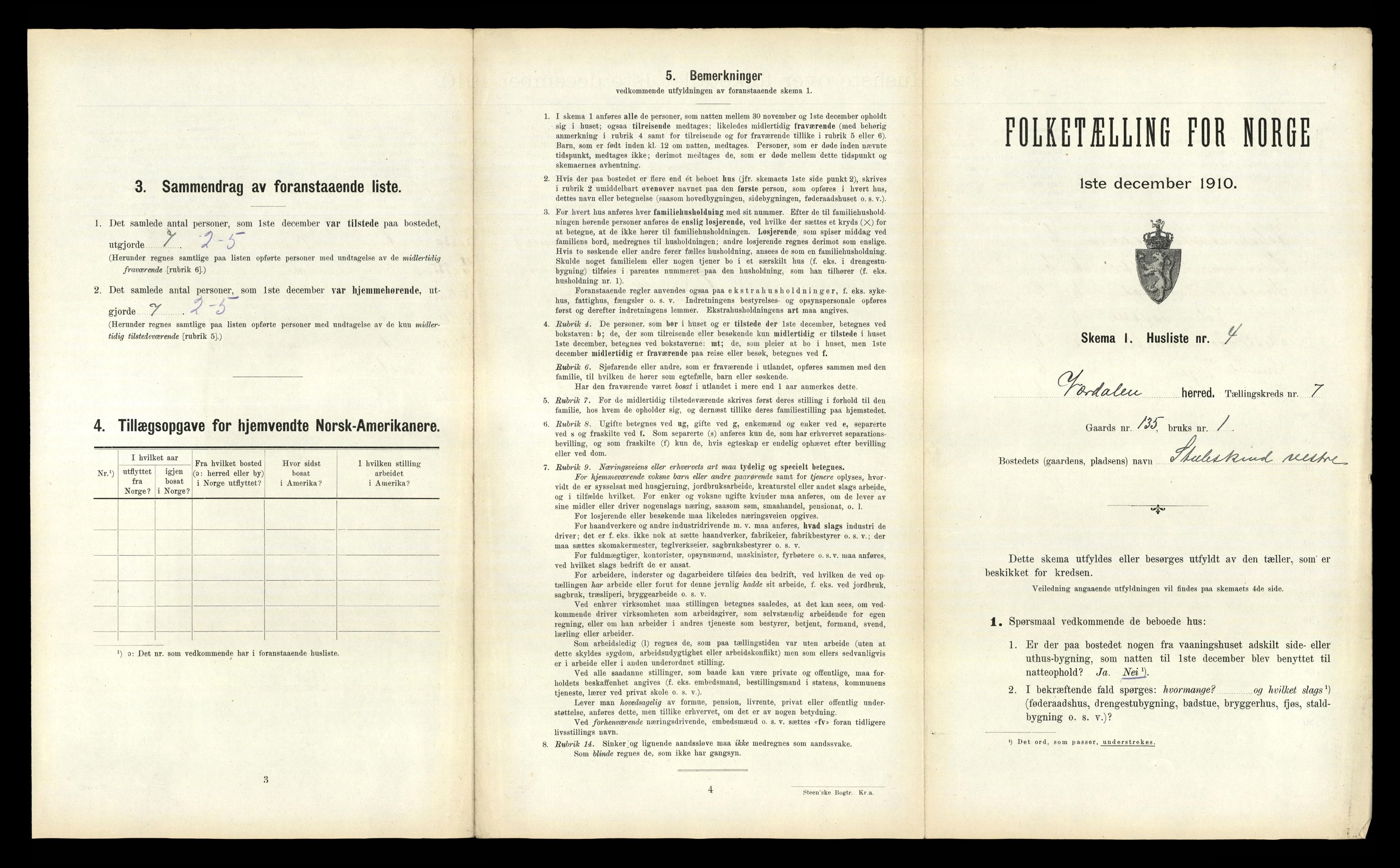 RA, 1910 census for Verdal, 1910, p. 1264