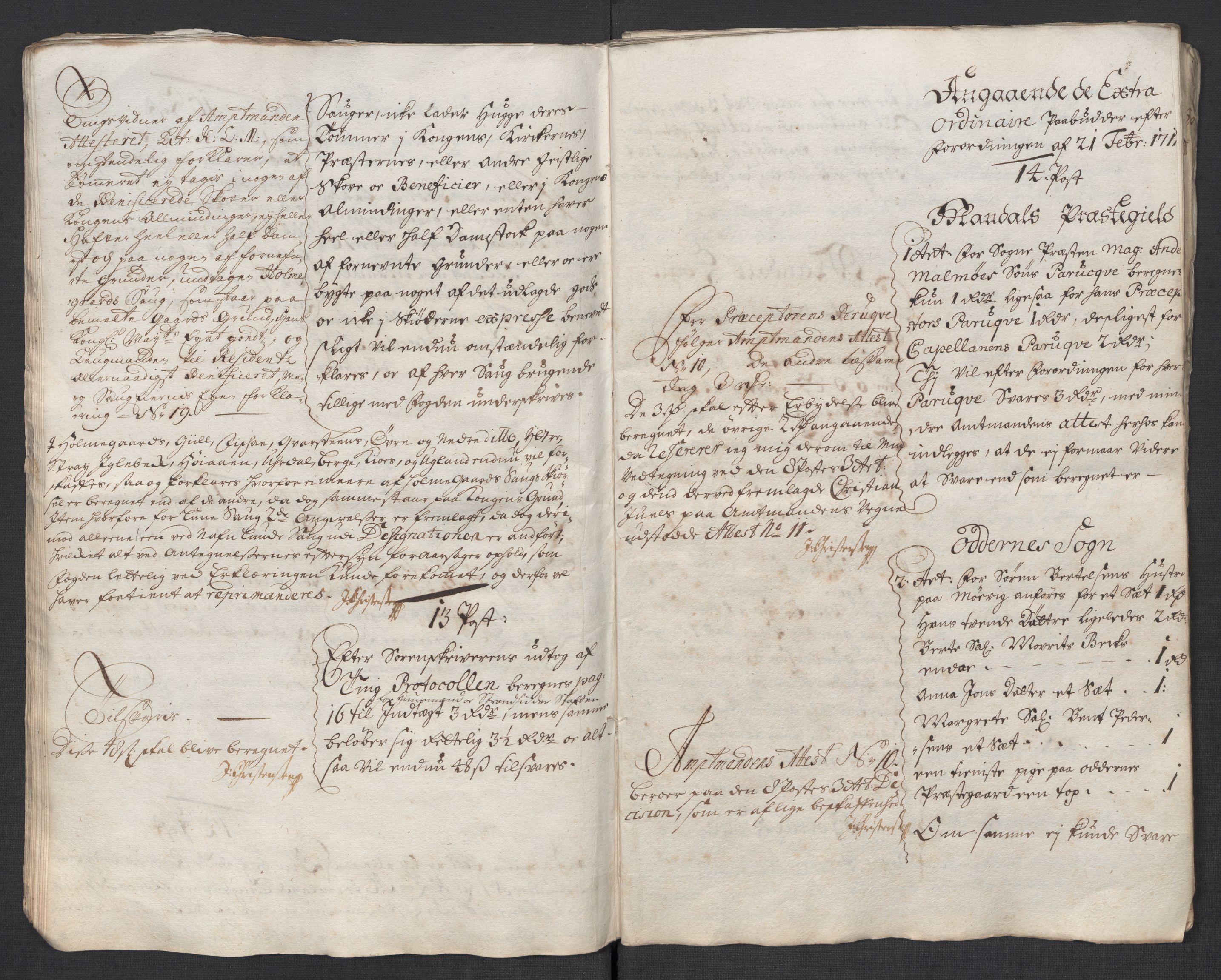 Rentekammeret inntil 1814, Reviderte regnskaper, Fogderegnskap, AV/RA-EA-4092/R43/L2557: Fogderegnskap Lista og Mandal, 1711-1713, p. 16