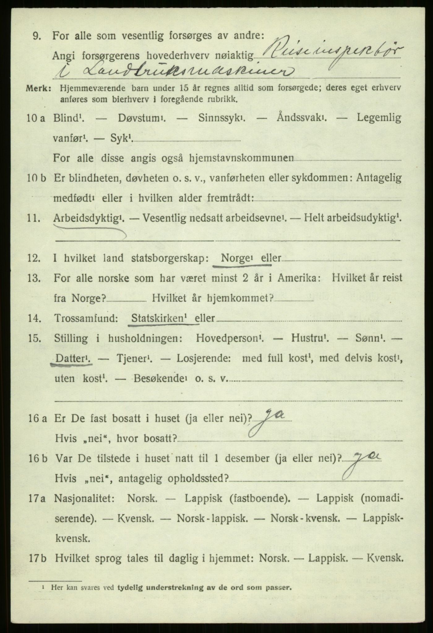 SATØ, 1920 census for Trondenes, 1920, p. 19427