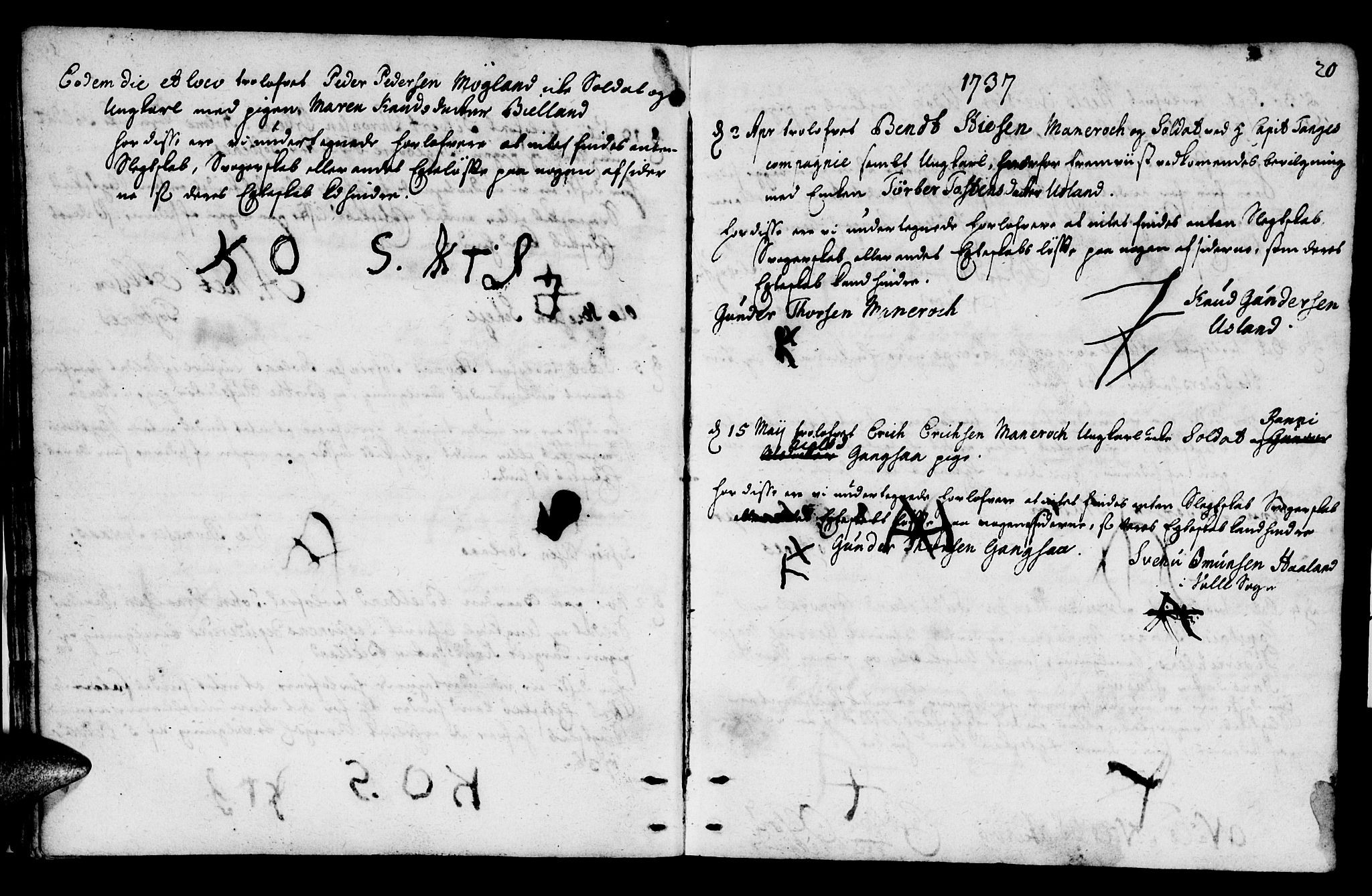 Mandal sokneprestkontor, SAK/1111-0030/F/Fa/Fab/L0001: Parish register (official) no. A 1, 1720-1793, p. 20
