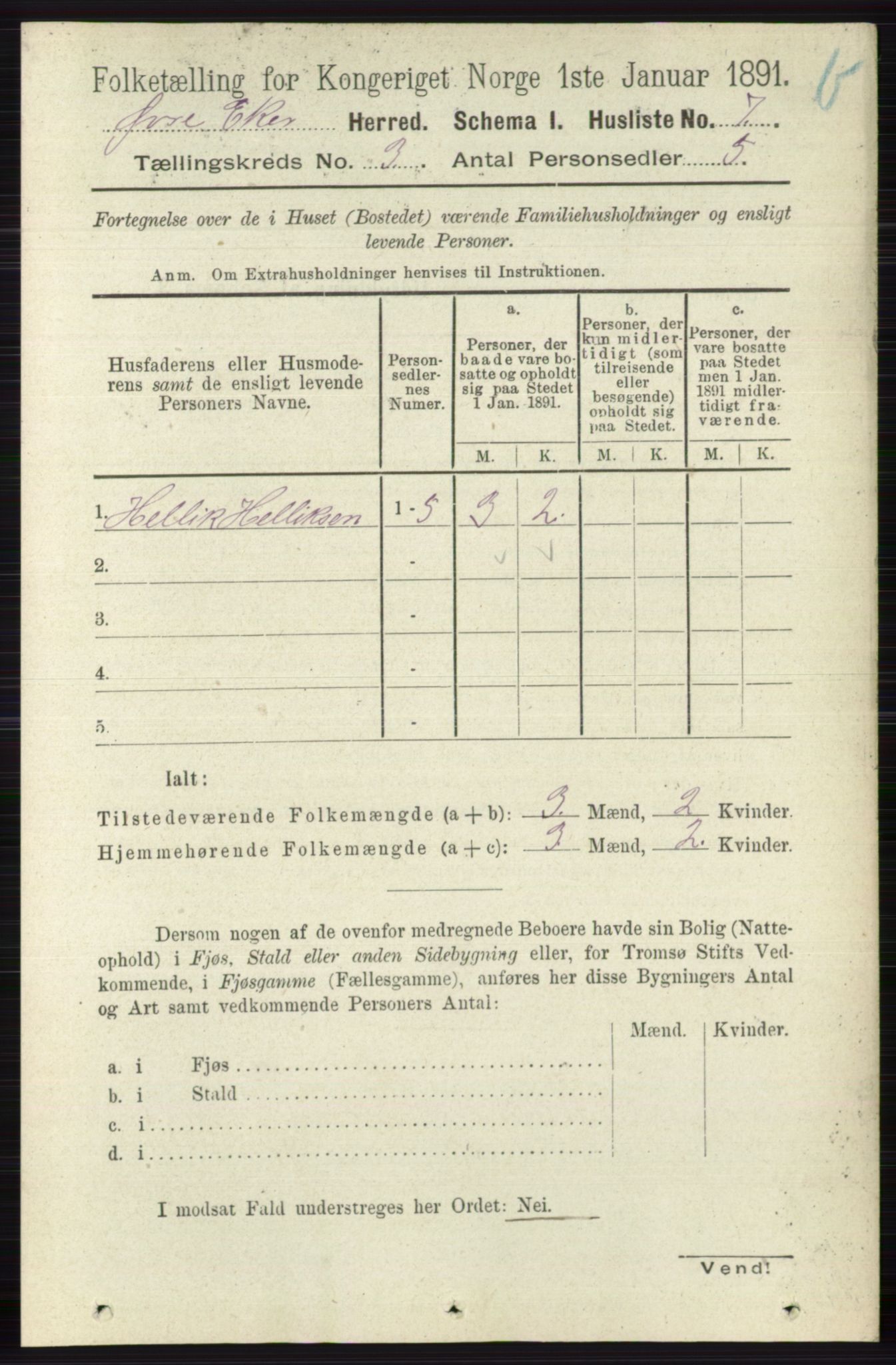 RA, 1891 census for 0624 Øvre Eiker, 1891, p. 9009