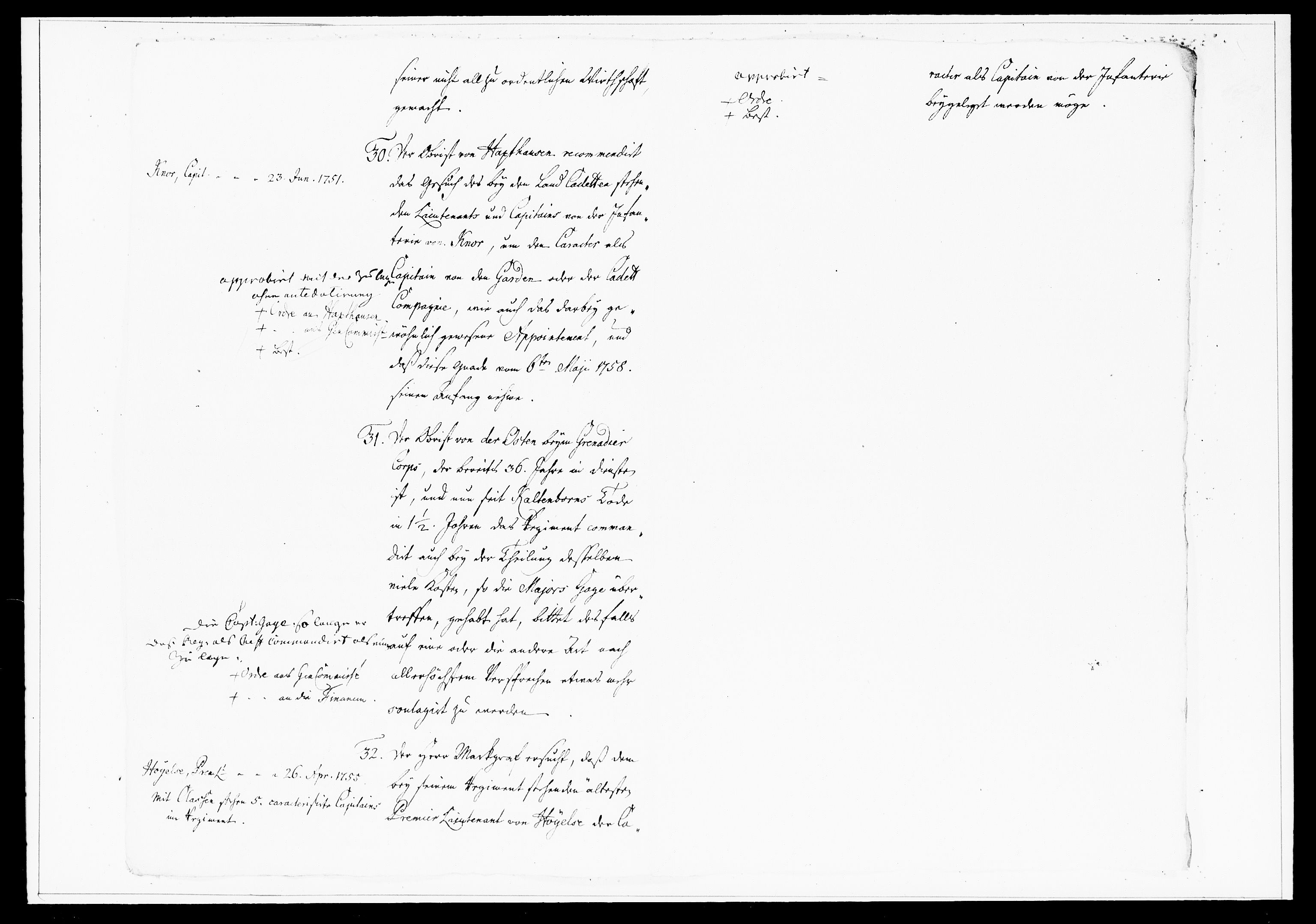 Krigskollegiet, Krigskancelliet, DRA/A-0006/-/1334-1359: Refererede sager, 1760, p. 99