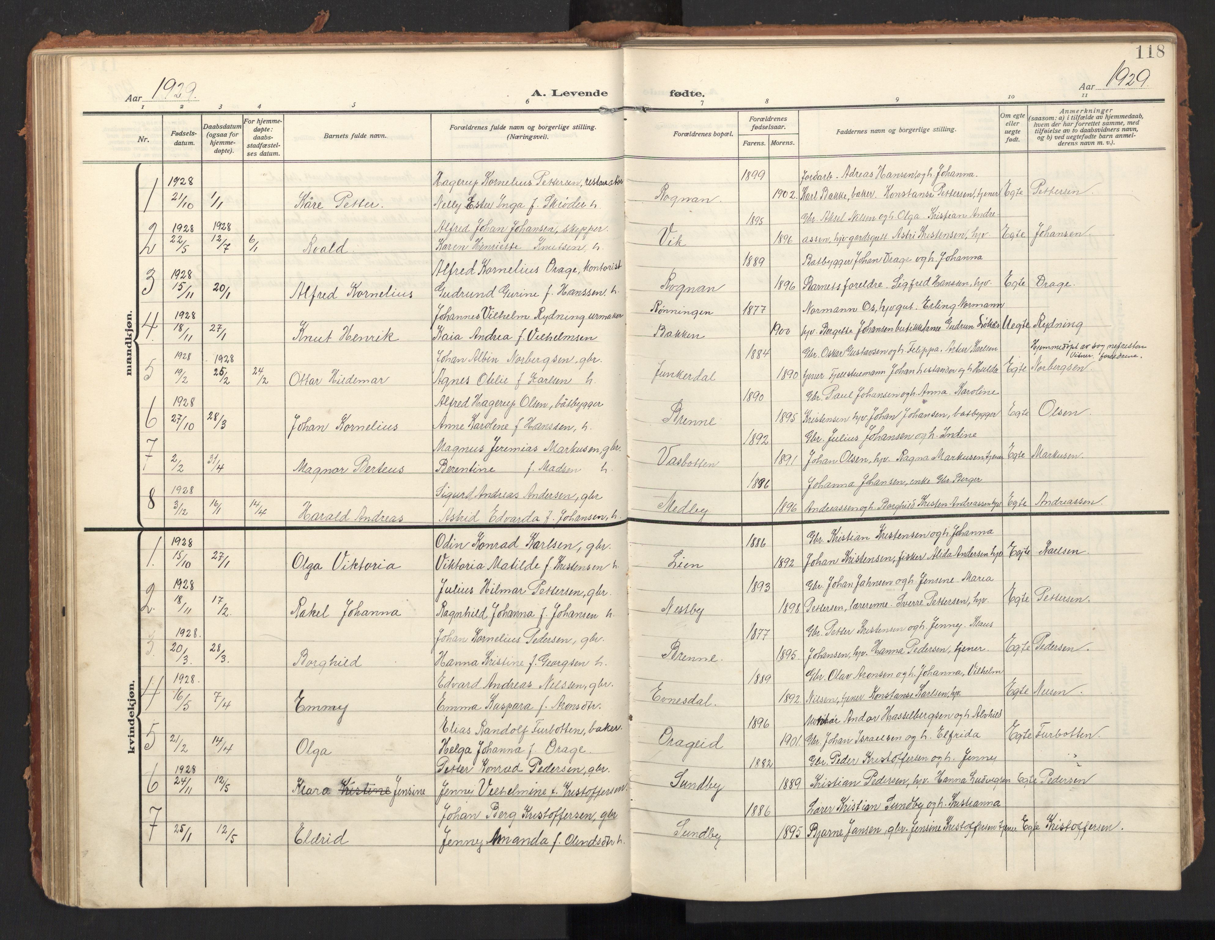 Ministerialprotokoller, klokkerbøker og fødselsregistre - Nordland, SAT/A-1459/847/L0683: Parish register (copy) no. 847C11, 1908-1929, p. 118