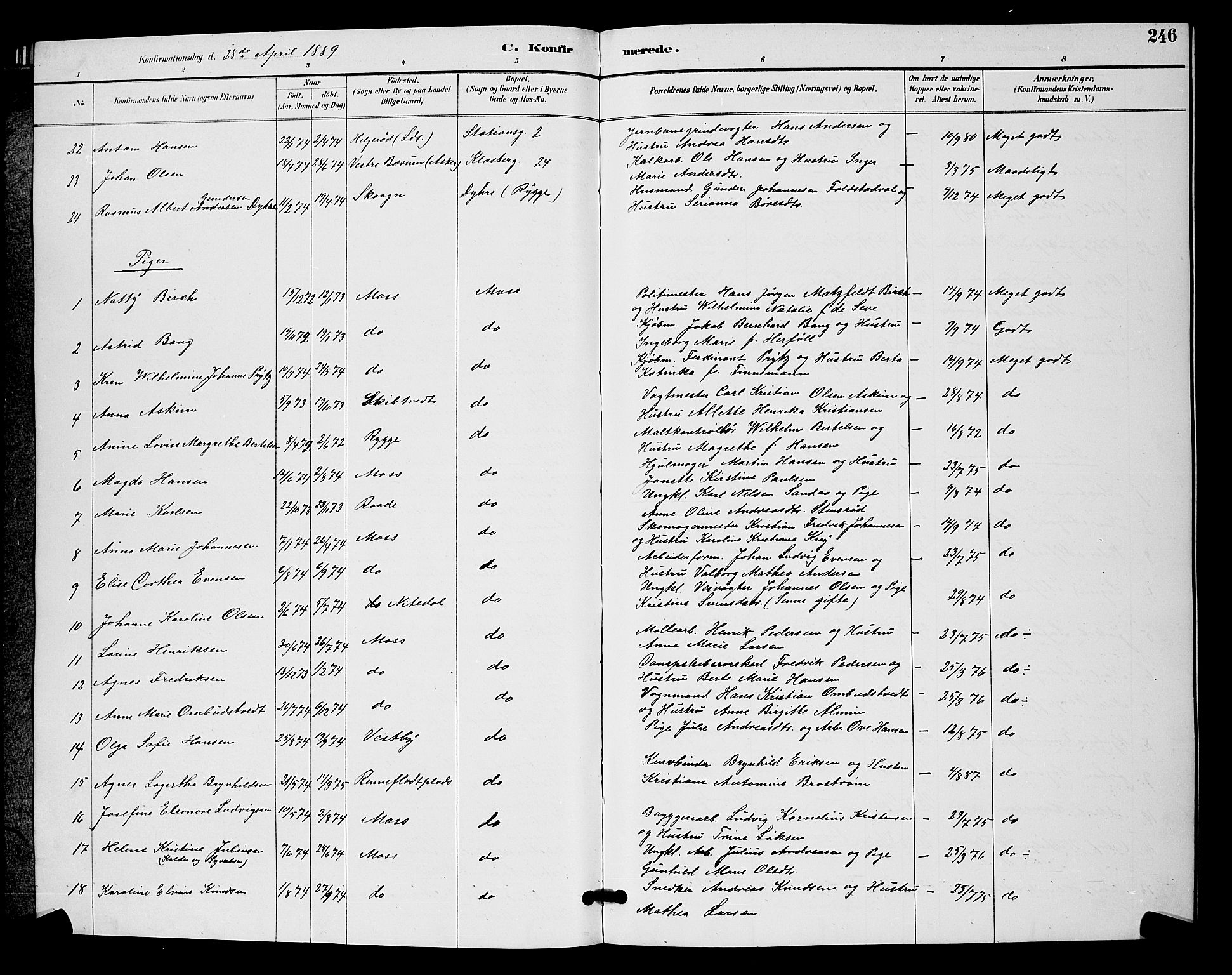 Moss prestekontor Kirkebøker, AV/SAO-A-2003/G/Ga/L0006: Parish register (copy) no. I 6, 1889-1900, p. 246