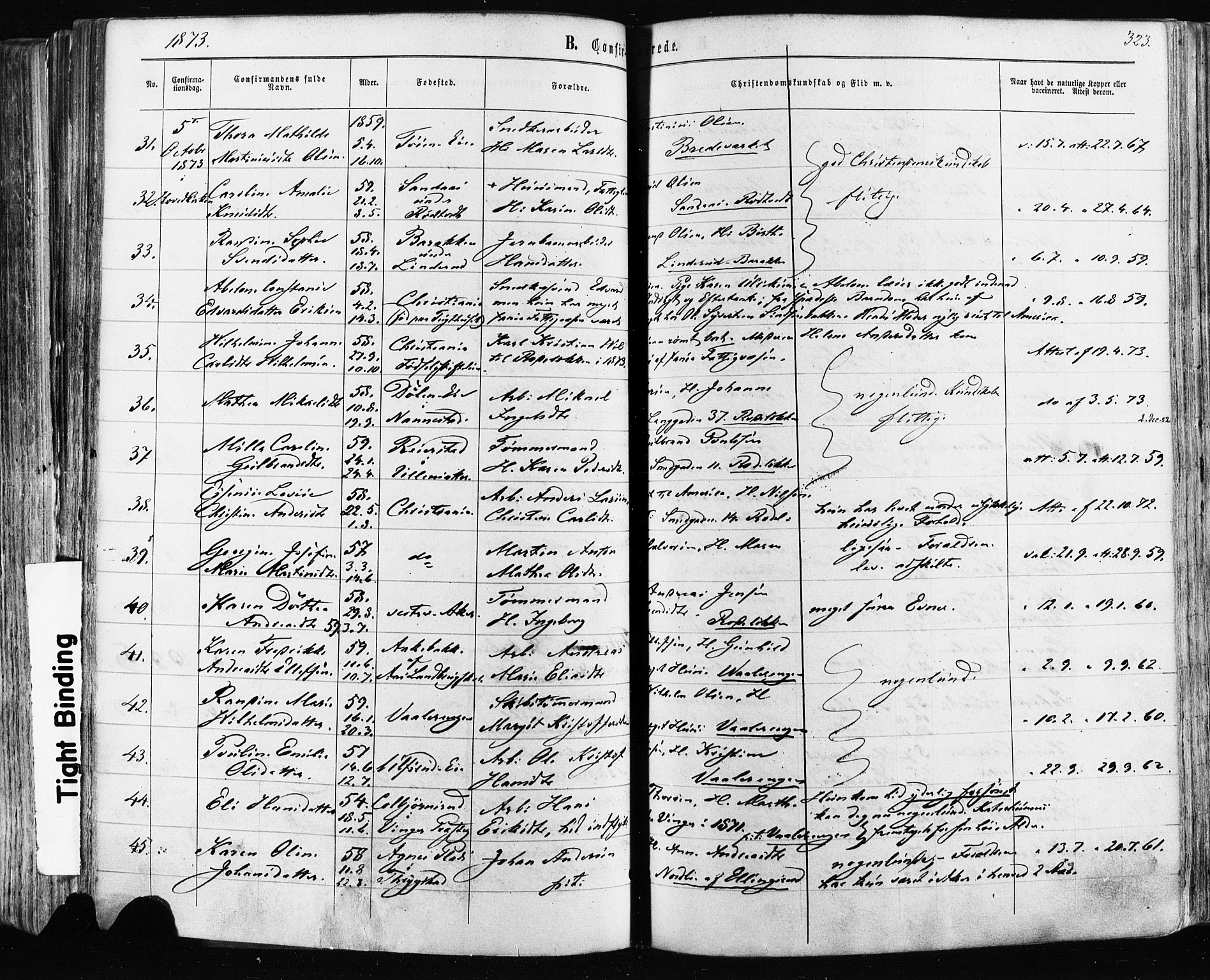 Østre Aker prestekontor Kirkebøker, SAO/A-10840/F/Fa/L0003: Parish register (official) no. I 3, 1869-1875, p. 323