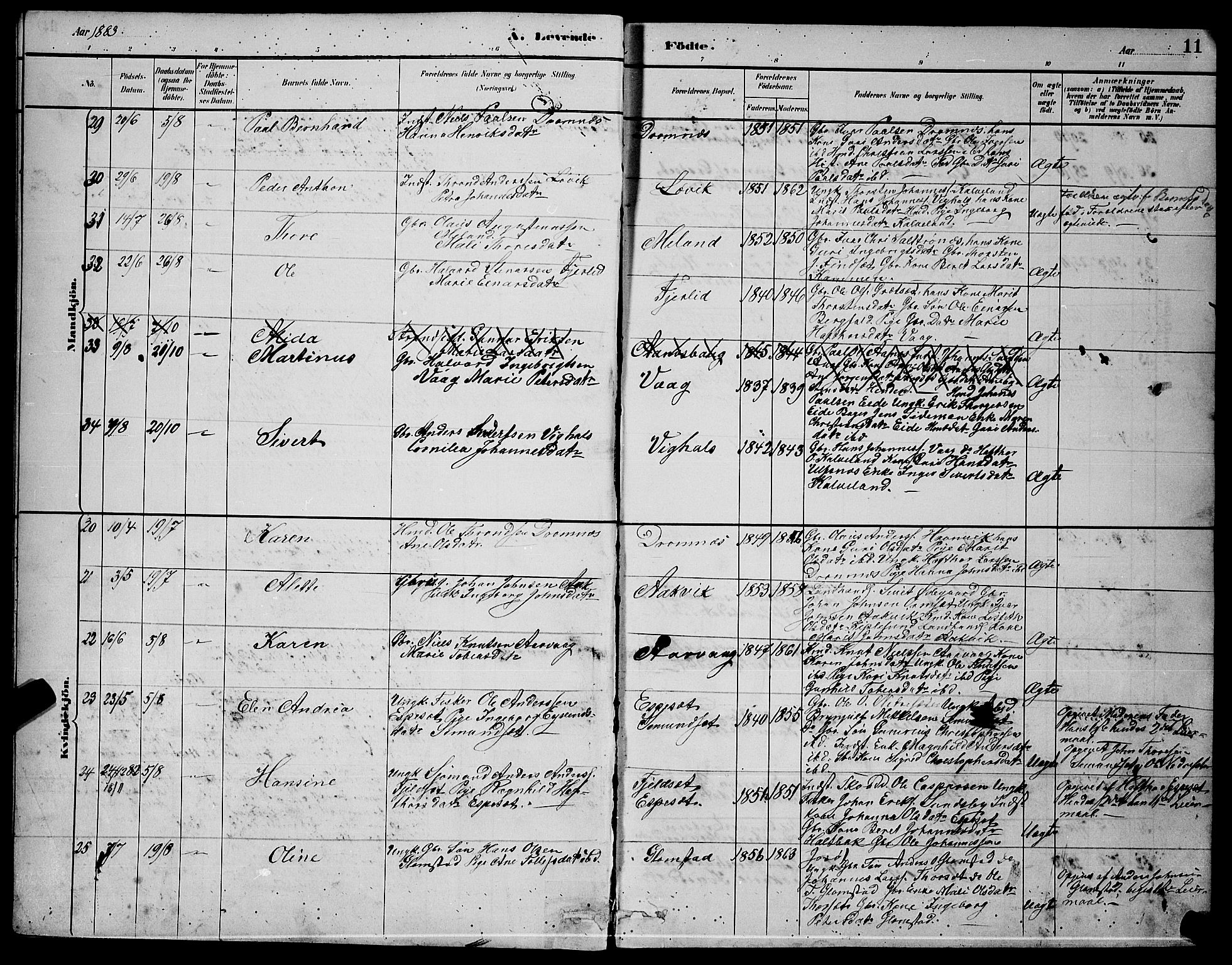 Ministerialprotokoller, klokkerbøker og fødselsregistre - Møre og Romsdal, AV/SAT-A-1454/578/L0909: Parish register (copy) no. 578C02, 1882-1900, p. 11