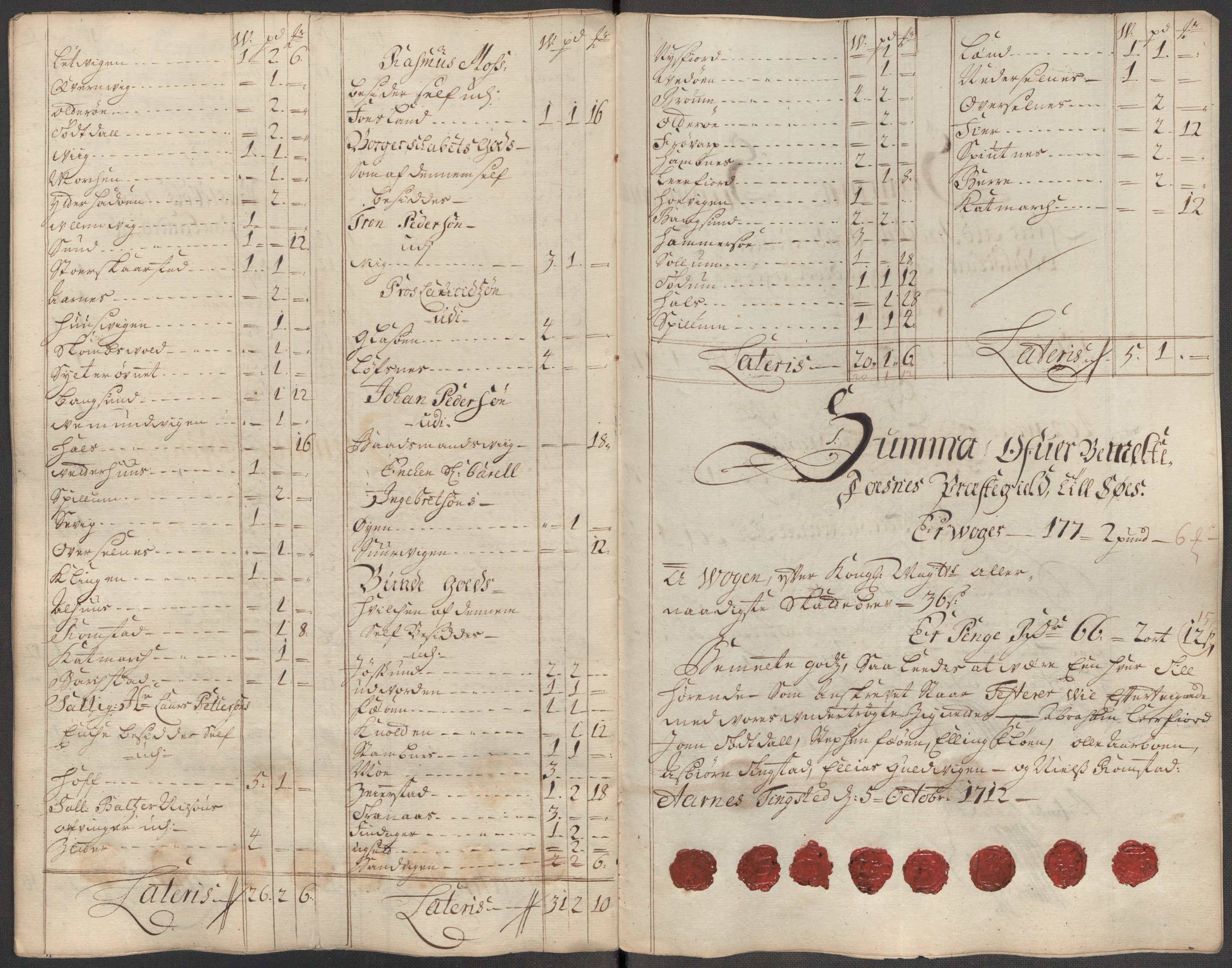 Rentekammeret inntil 1814, Reviderte regnskaper, Fogderegnskap, RA/EA-4092/R64/L4433: Fogderegnskap Namdal, 1712, p. 217