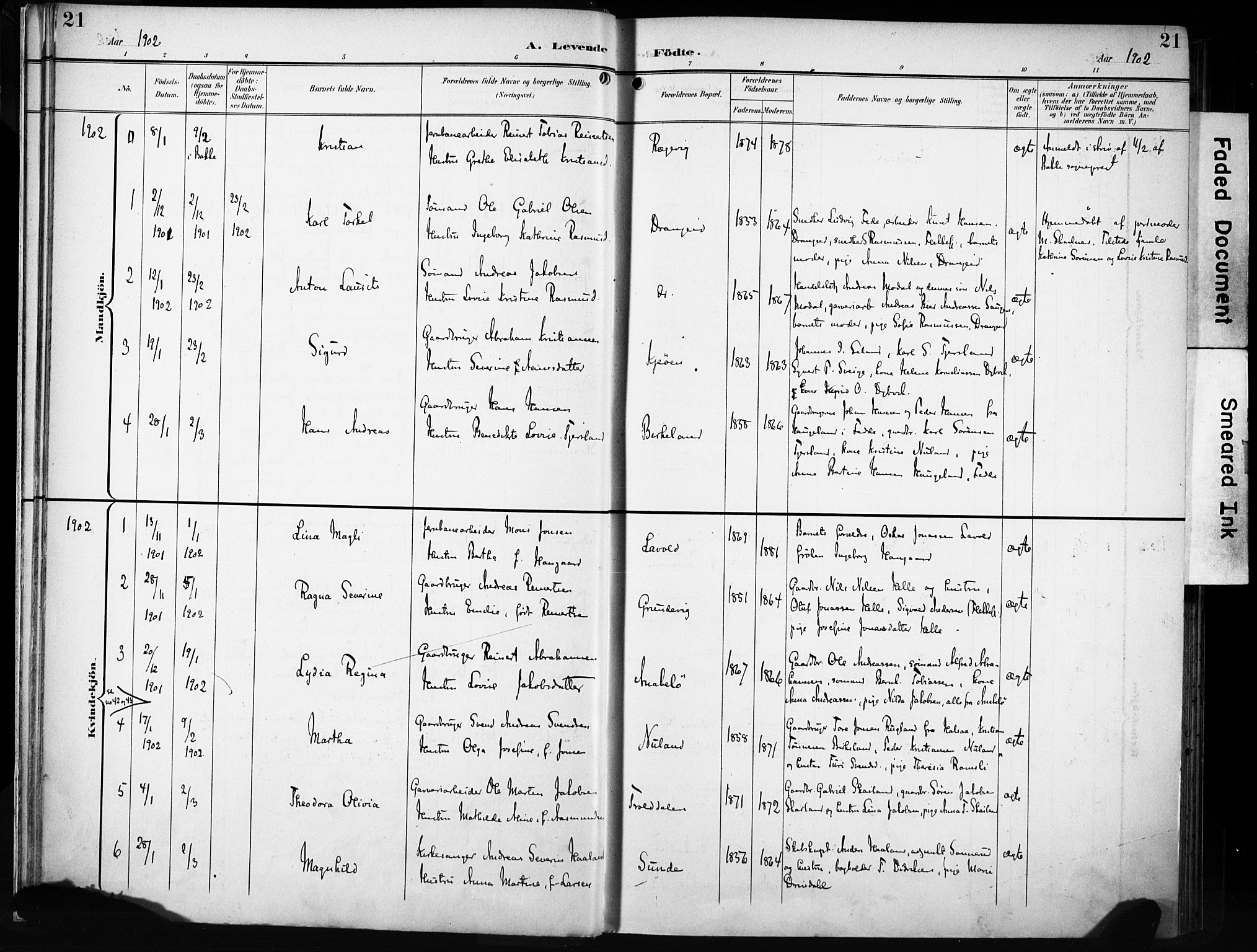 Flekkefjord sokneprestkontor, AV/SAK-1111-0012/F/Fa/Fac/L0009: Parish register (official) no. A 9, 1899-1909, p. 21