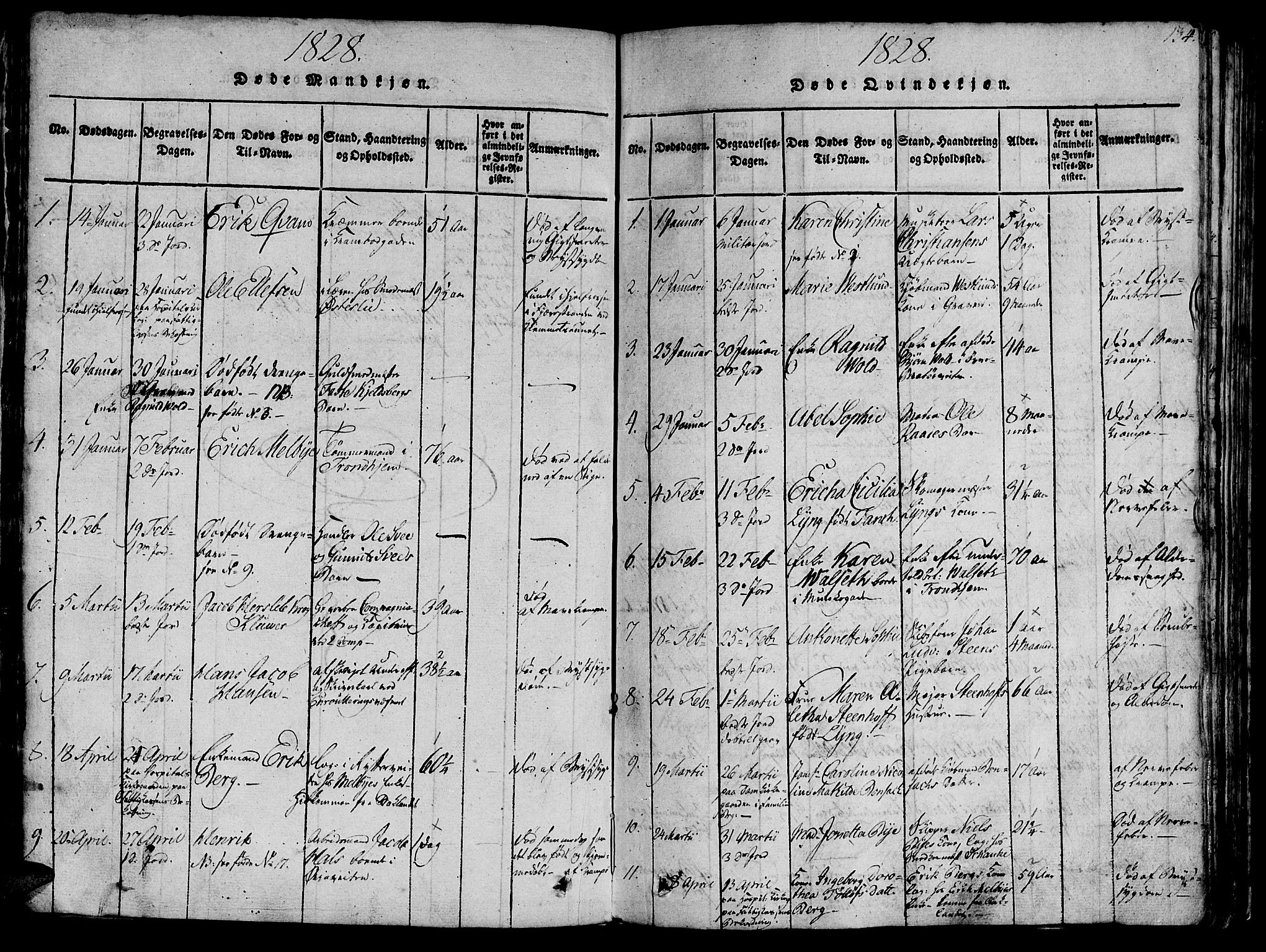 Ministerialprotokoller, klokkerbøker og fødselsregistre - Sør-Trøndelag, SAT/A-1456/602/L0135: Parish register (copy) no. 602C03, 1815-1832, p. 134