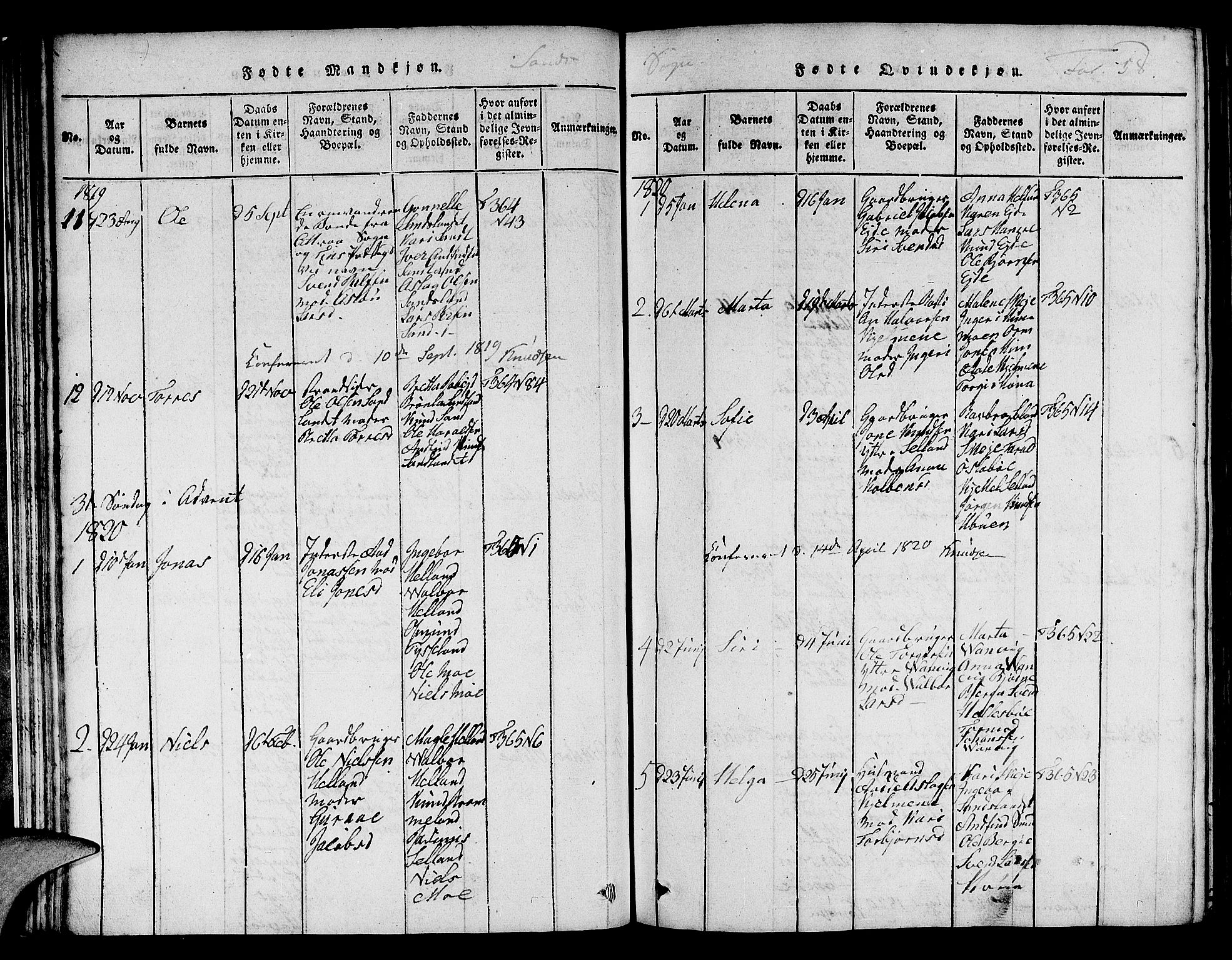 Jelsa sokneprestkontor, SAST/A-101842/01/V: Parish register (copy) no. B 1 /2, 1816-1828, p. 58