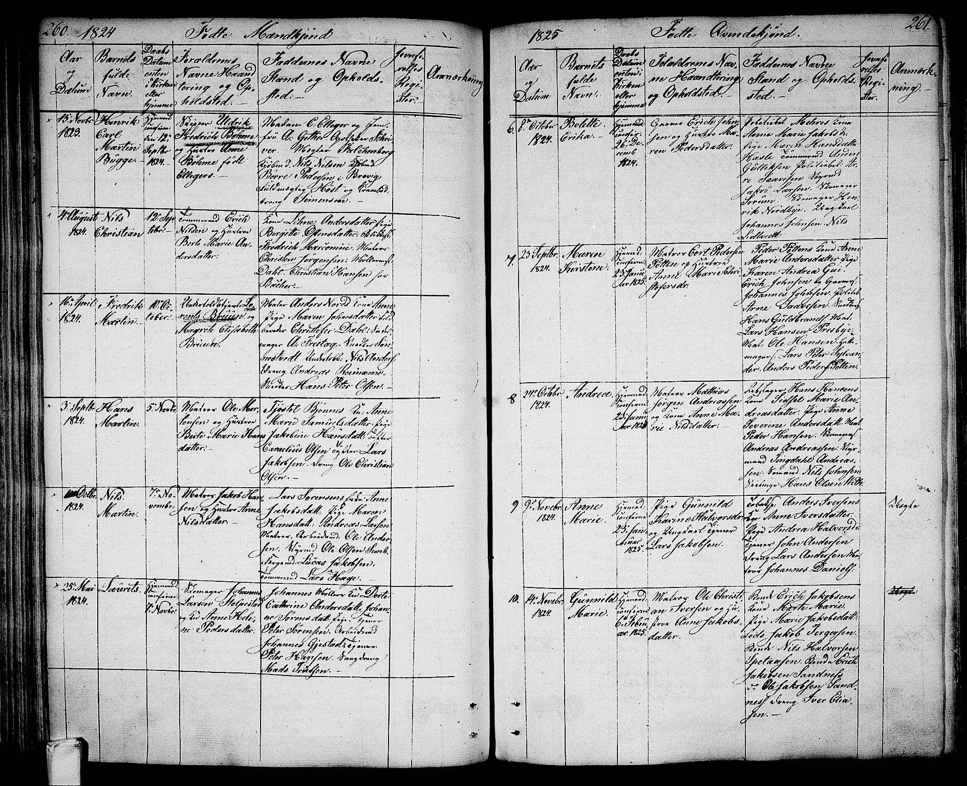 Larvik kirkebøker, AV/SAKO-A-352/G/Ga/L0002: Parish register (copy) no. I 2, 1807-1830, p. 260-261