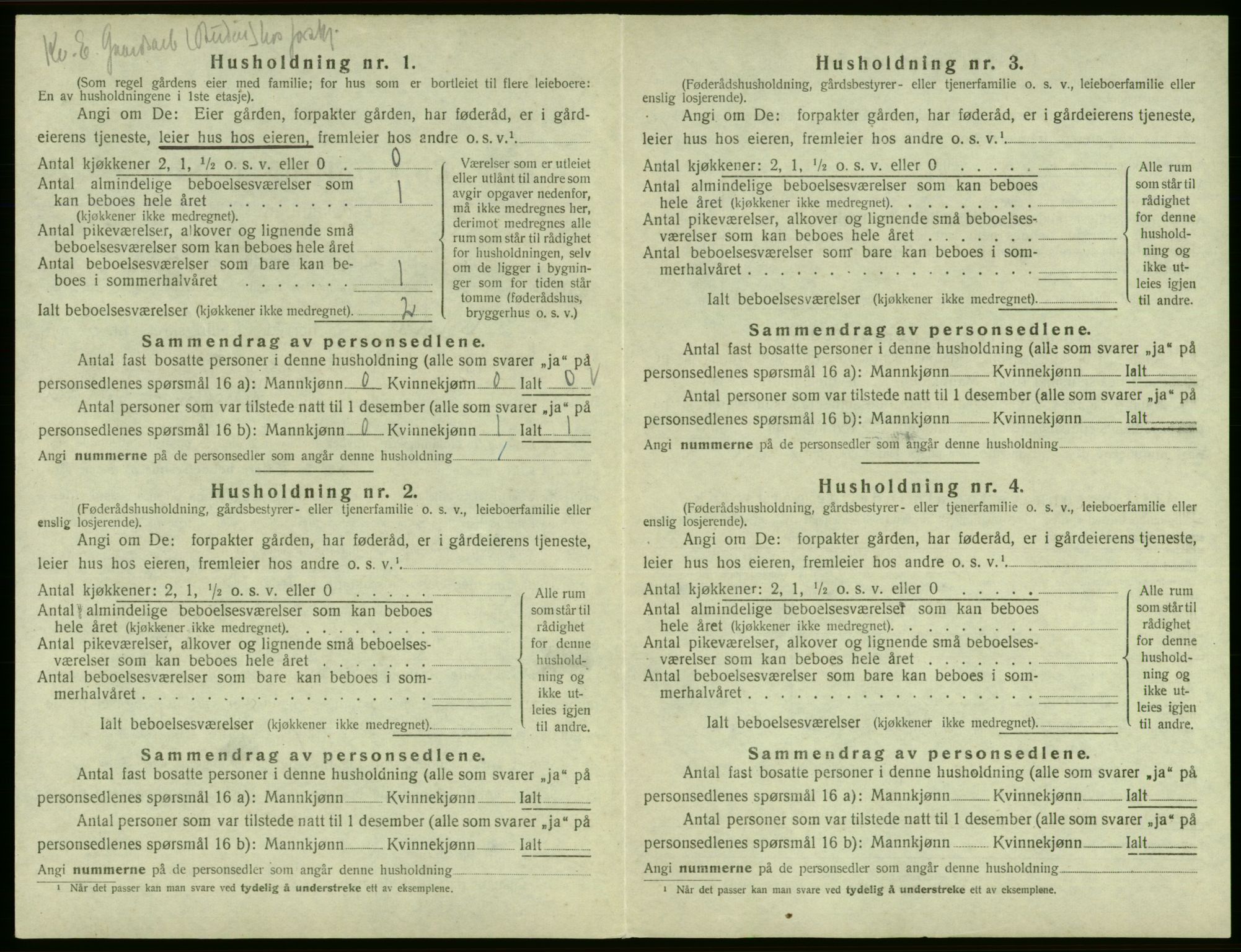 SAB, 1920 census for Odda, 1920, p. 222