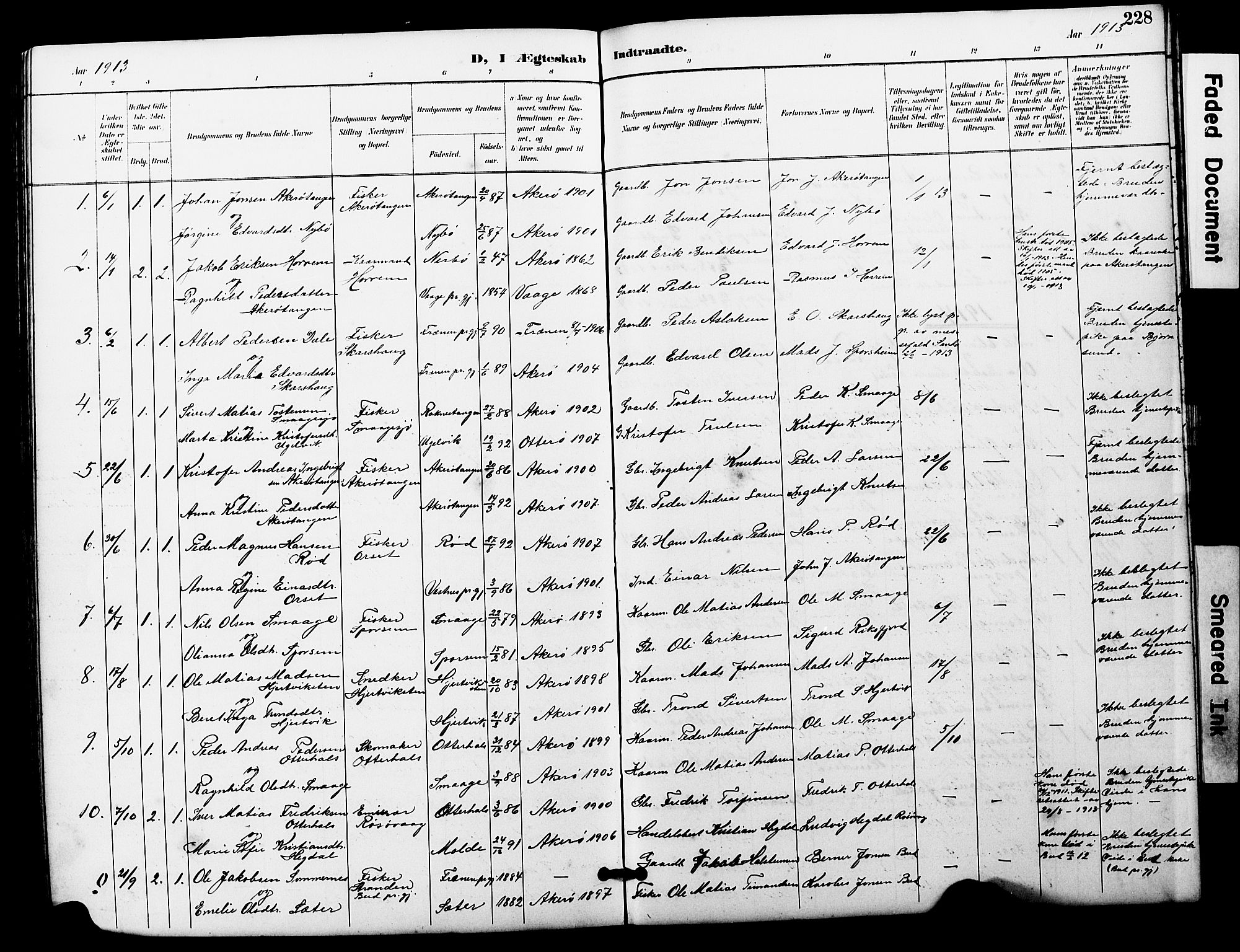 Ministerialprotokoller, klokkerbøker og fødselsregistre - Møre og Romsdal, SAT/A-1454/560/L0725: Parish register (copy) no. 560C02, 1895-1930, p. 228