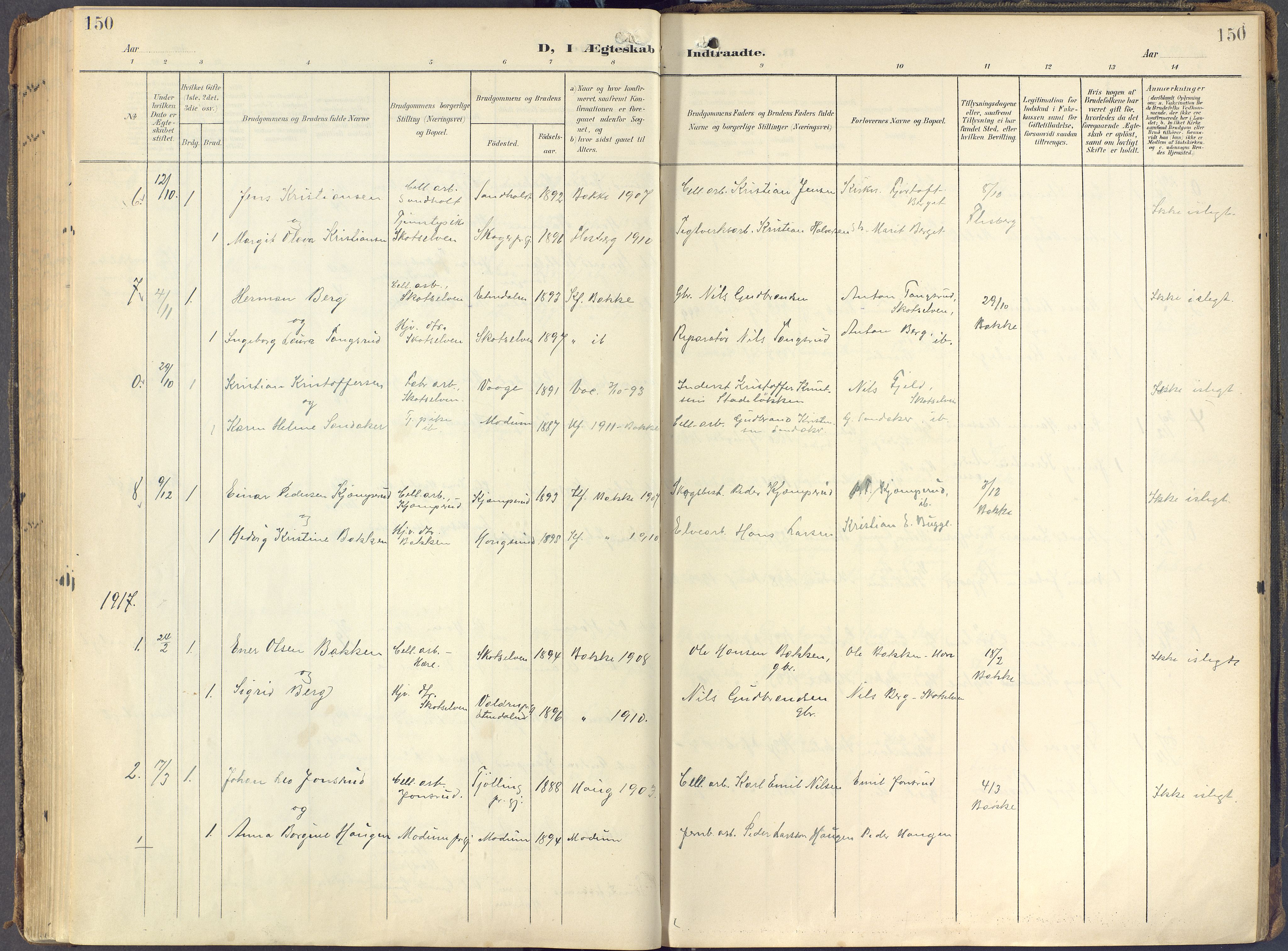 Eiker kirkebøker, SAKO/A-4/F/Fc/L0004: Parish register (official) no. III 4, 1900-1919, p. 150