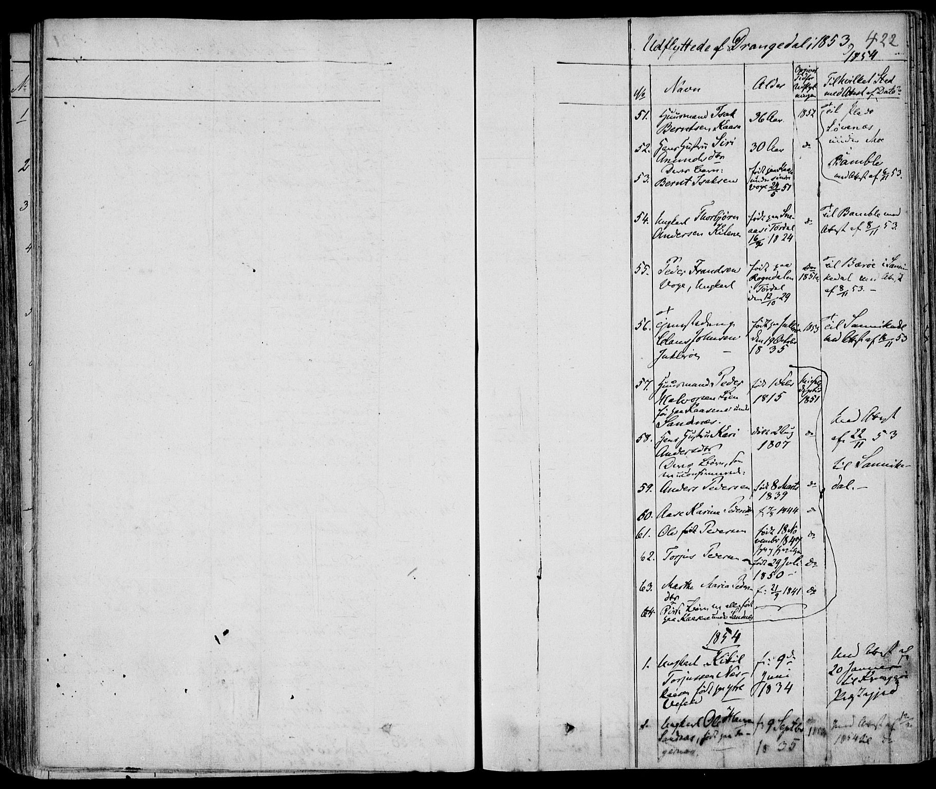 Drangedal kirkebøker, AV/SAKO-A-258/F/Fa/L0007a: Parish register (official) no. 7a, 1837-1856, p. 422