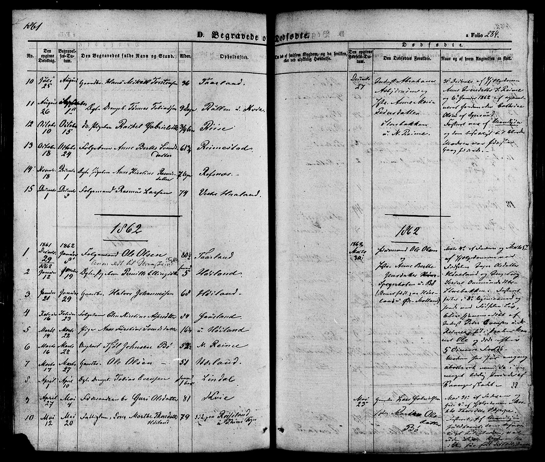 Hå sokneprestkontor, AV/SAST-A-101801/001/30BA/L0008: Parish register (official) no. A 7, 1853-1878, p. 284