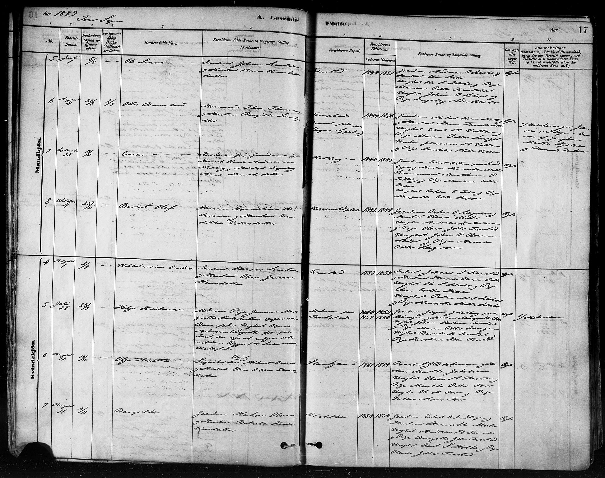 Ministerialprotokoller, klokkerbøker og fødselsregistre - Nord-Trøndelag, SAT/A-1458/746/L0448: Parish register (official) no. 746A07 /1, 1878-1900, p. 17