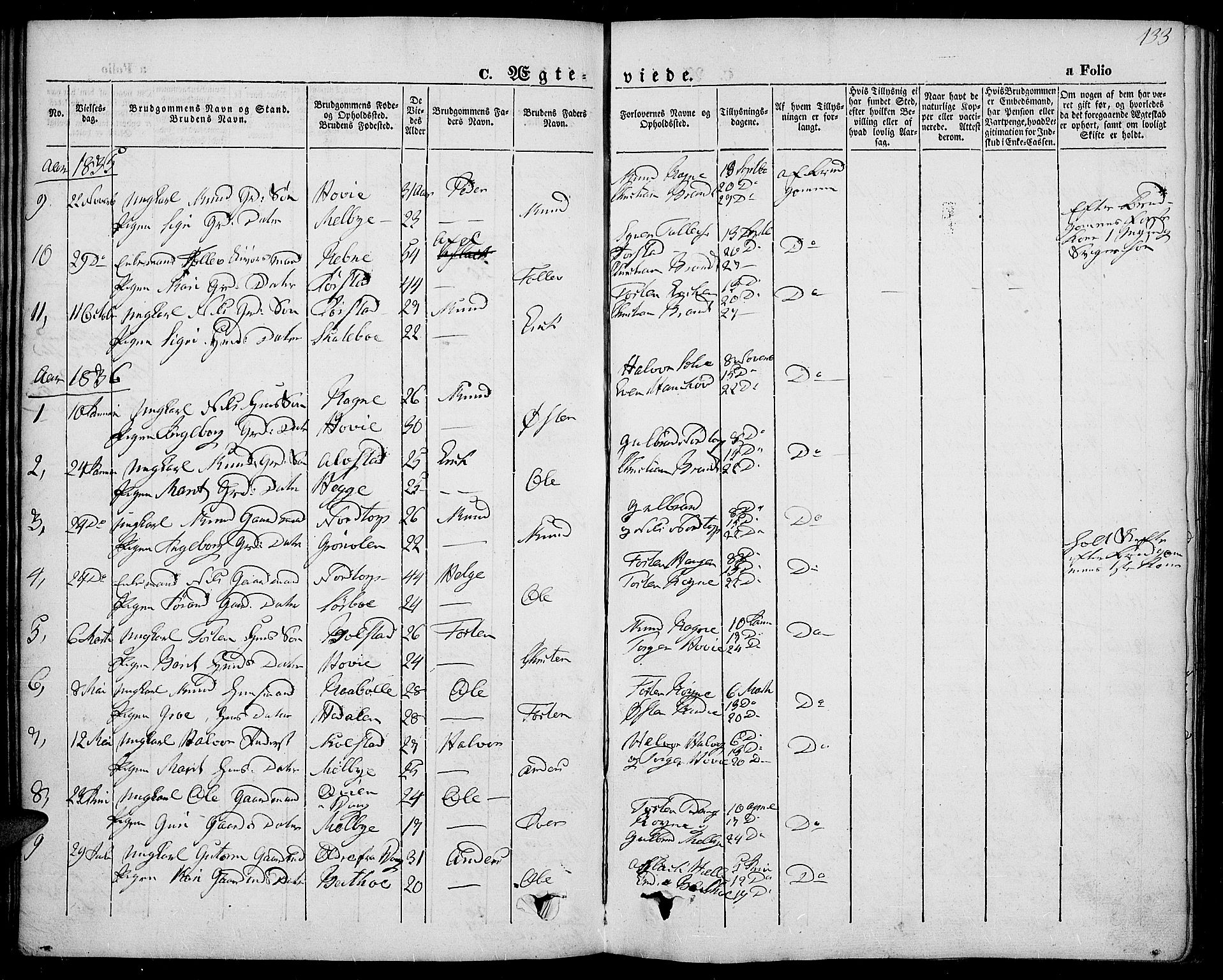 Slidre prestekontor, SAH/PREST-134/H/Ha/Haa/L0004: Parish register (official) no. 4, 1831-1848, p. 133