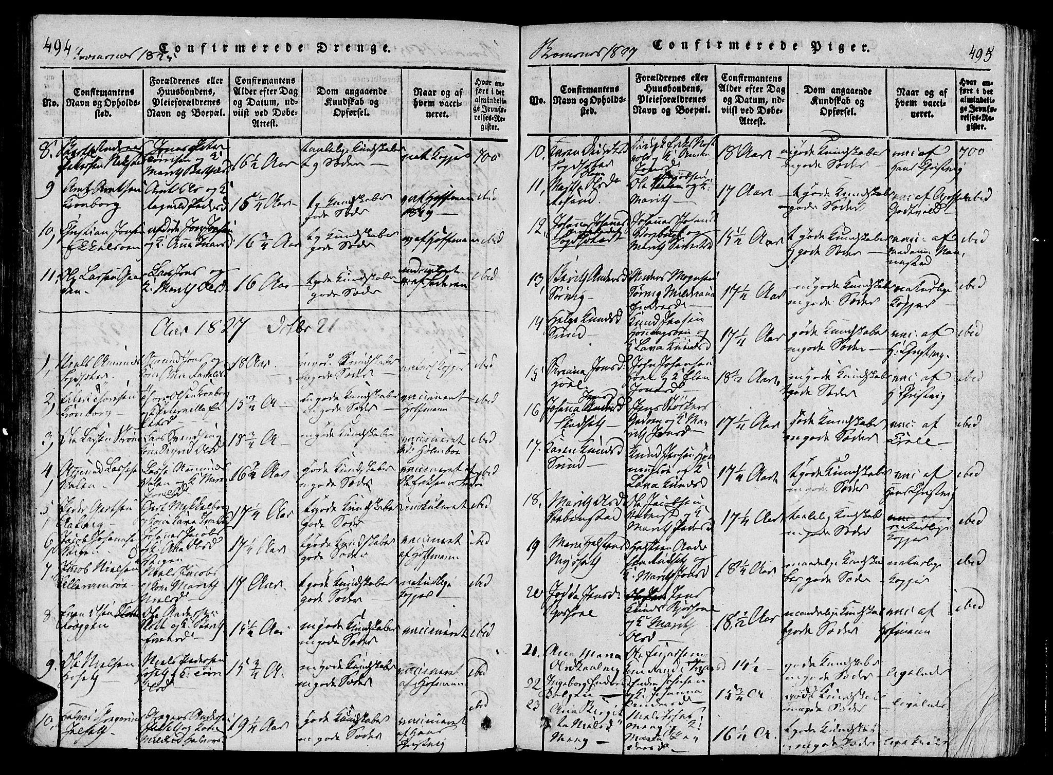 Ministerialprotokoller, klokkerbøker og fødselsregistre - Møre og Romsdal, AV/SAT-A-1454/568/L0800: Parish register (official) no. 568A09 /2, 1820-1830, p. 494-495