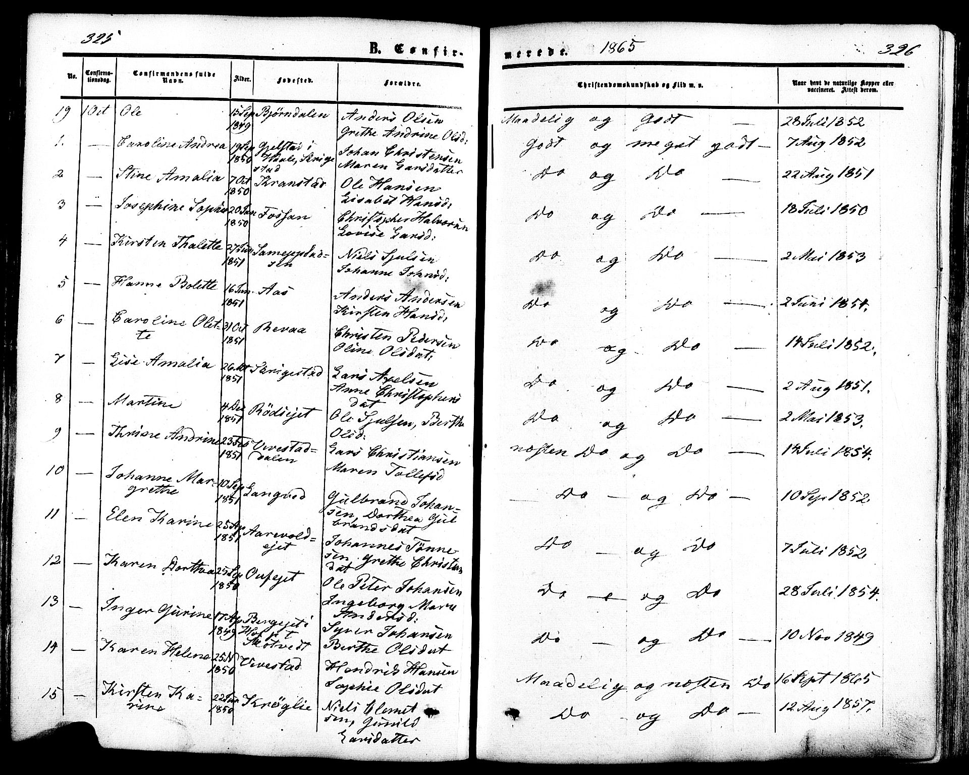 Ramnes kirkebøker, SAKO/A-314/F/Fa/L0006: Parish register (official) no. I 6, 1862-1877, p. 325-326