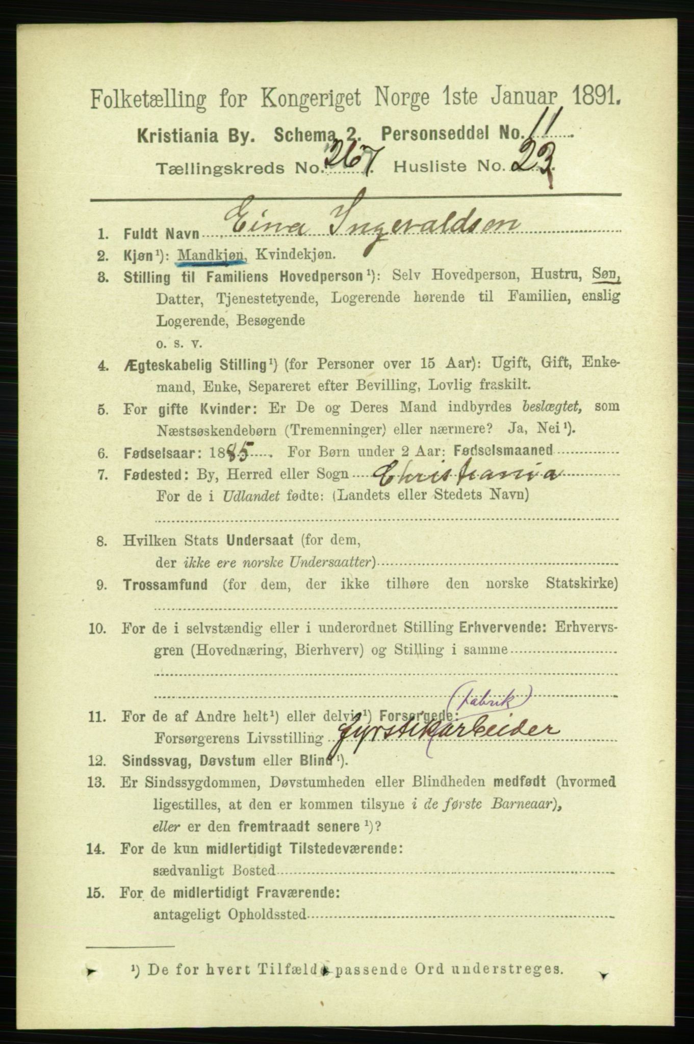 RA, 1891 census for 0301 Kristiania, 1891, p. 161830