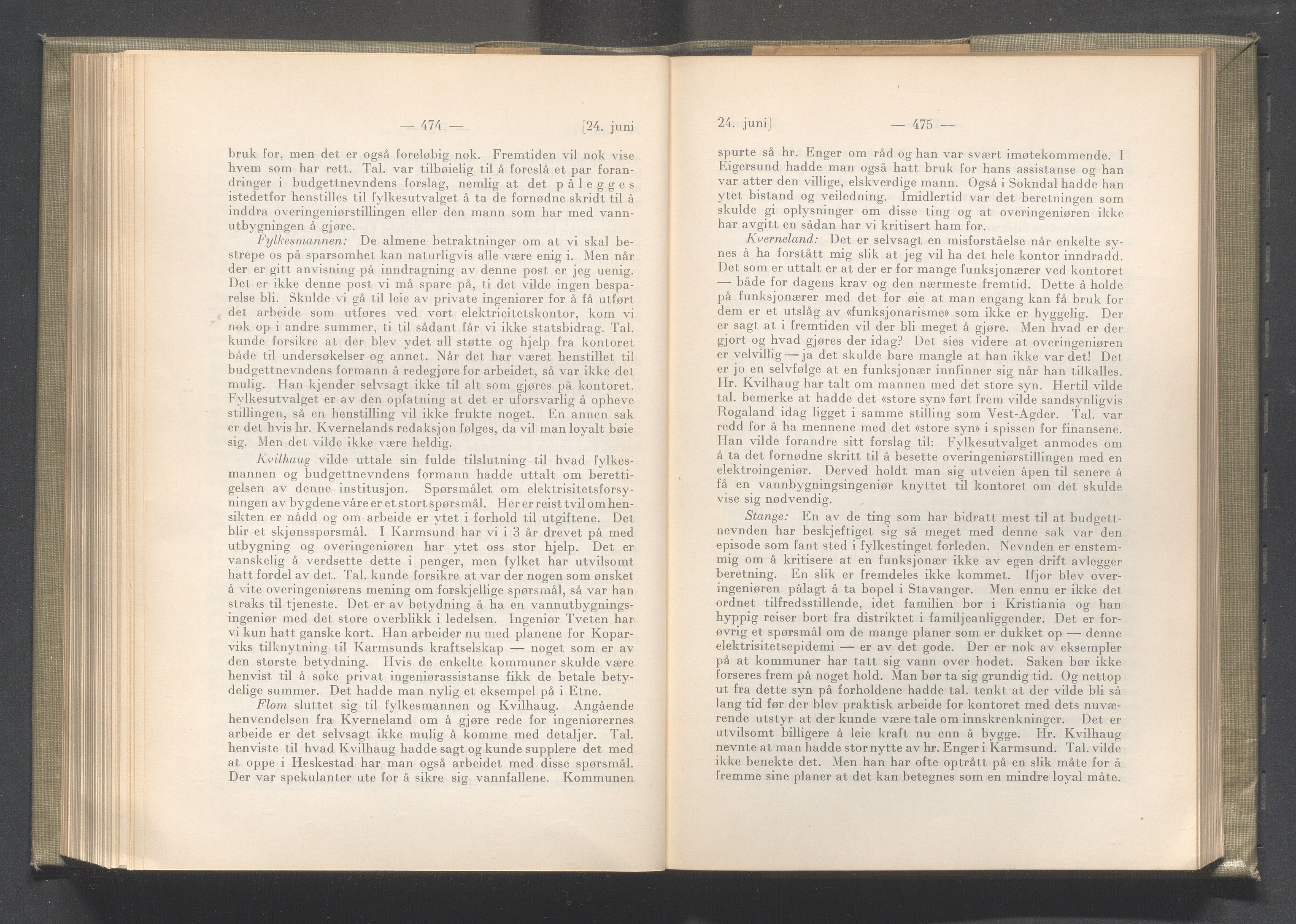 Rogaland fylkeskommune - Fylkesrådmannen , IKAR/A-900/A/Aa/Aaa/L0041: Møtebok , 1922, p. 474-475