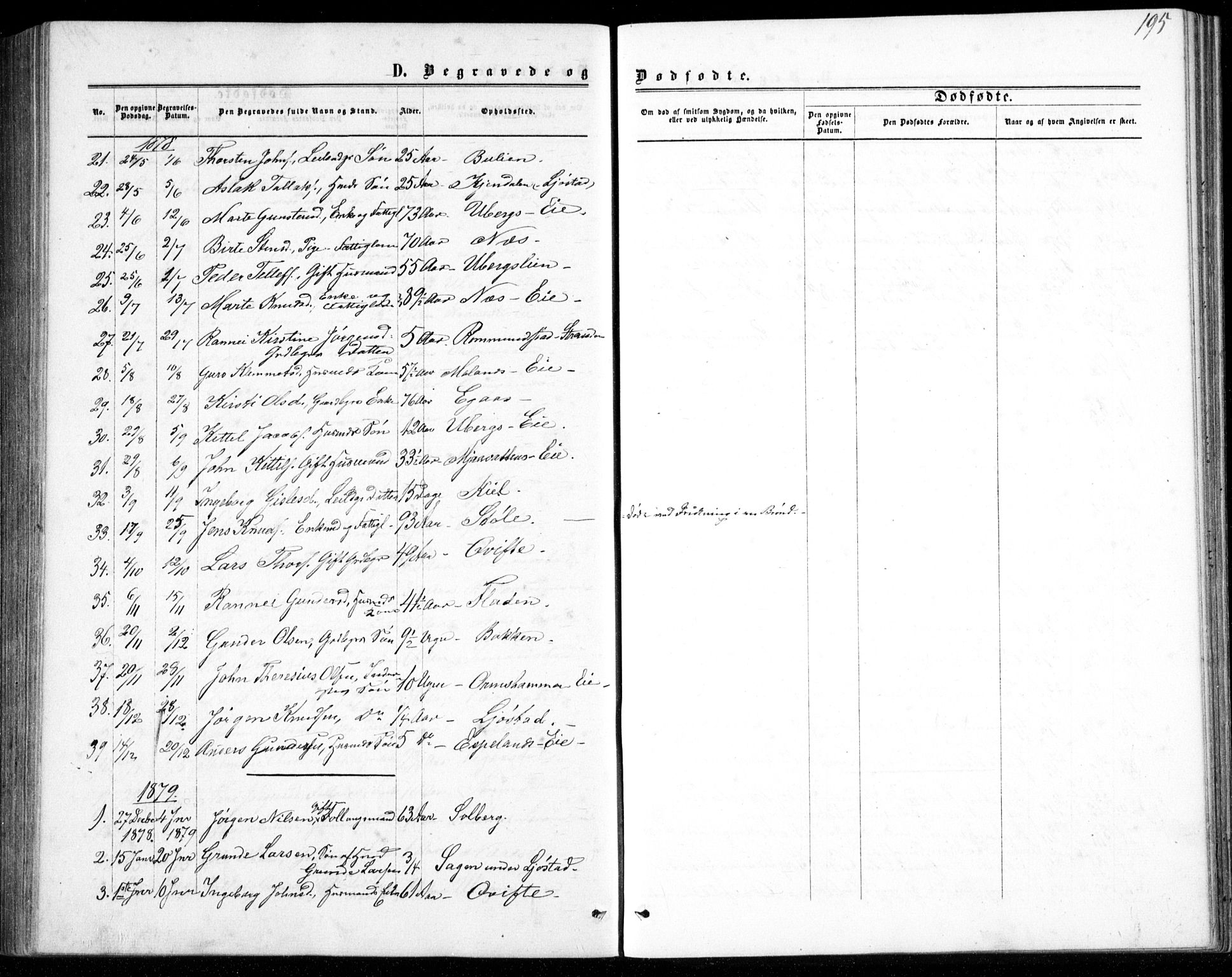 Gjerstad sokneprestkontor, AV/SAK-1111-0014/F/Fb/Fbb/L0003: Parish register (copy) no. B 3, 1862-1889, p. 195