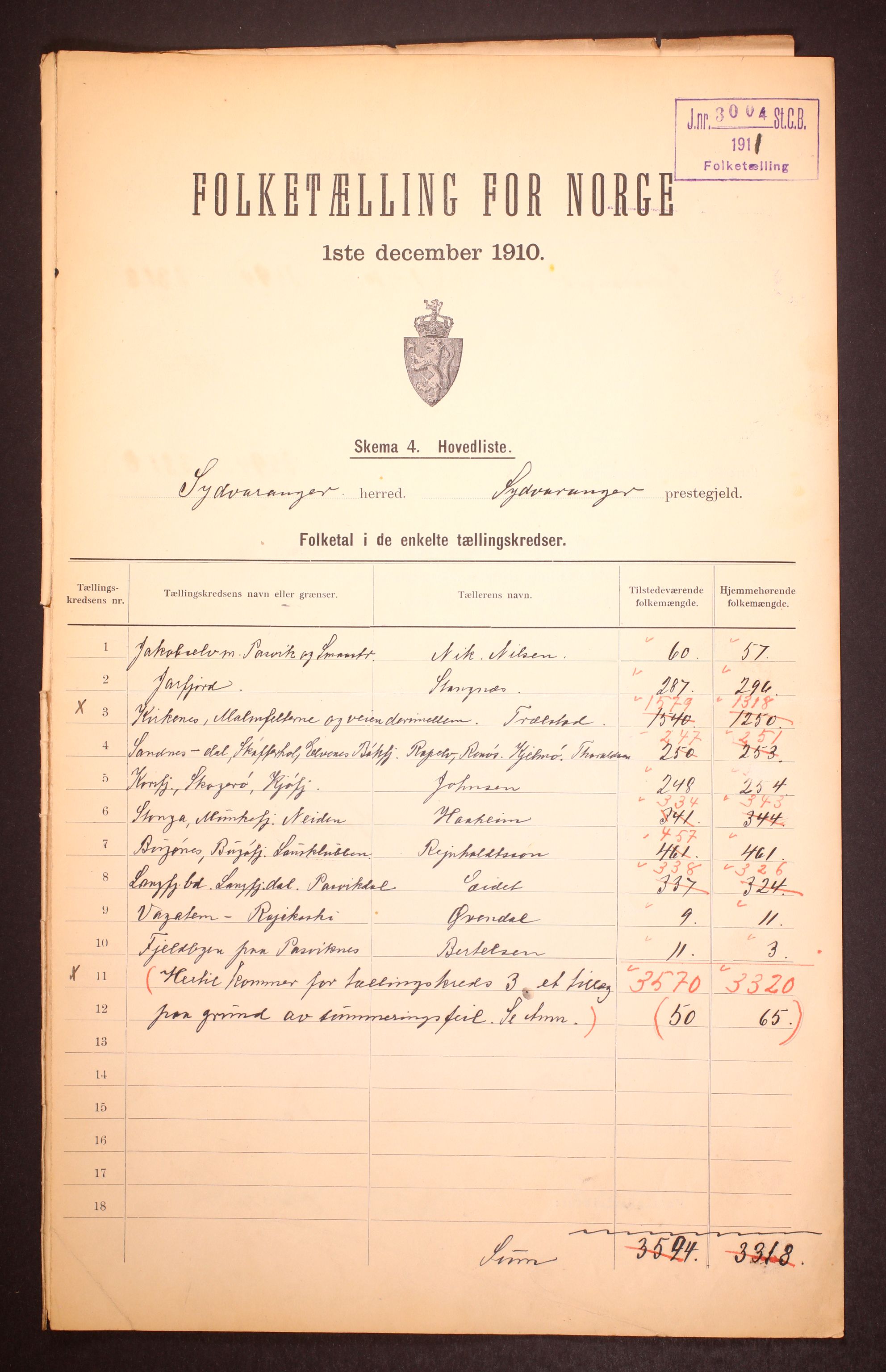 RA, 1910 census for Sør-Varanger, 1910, p. 2