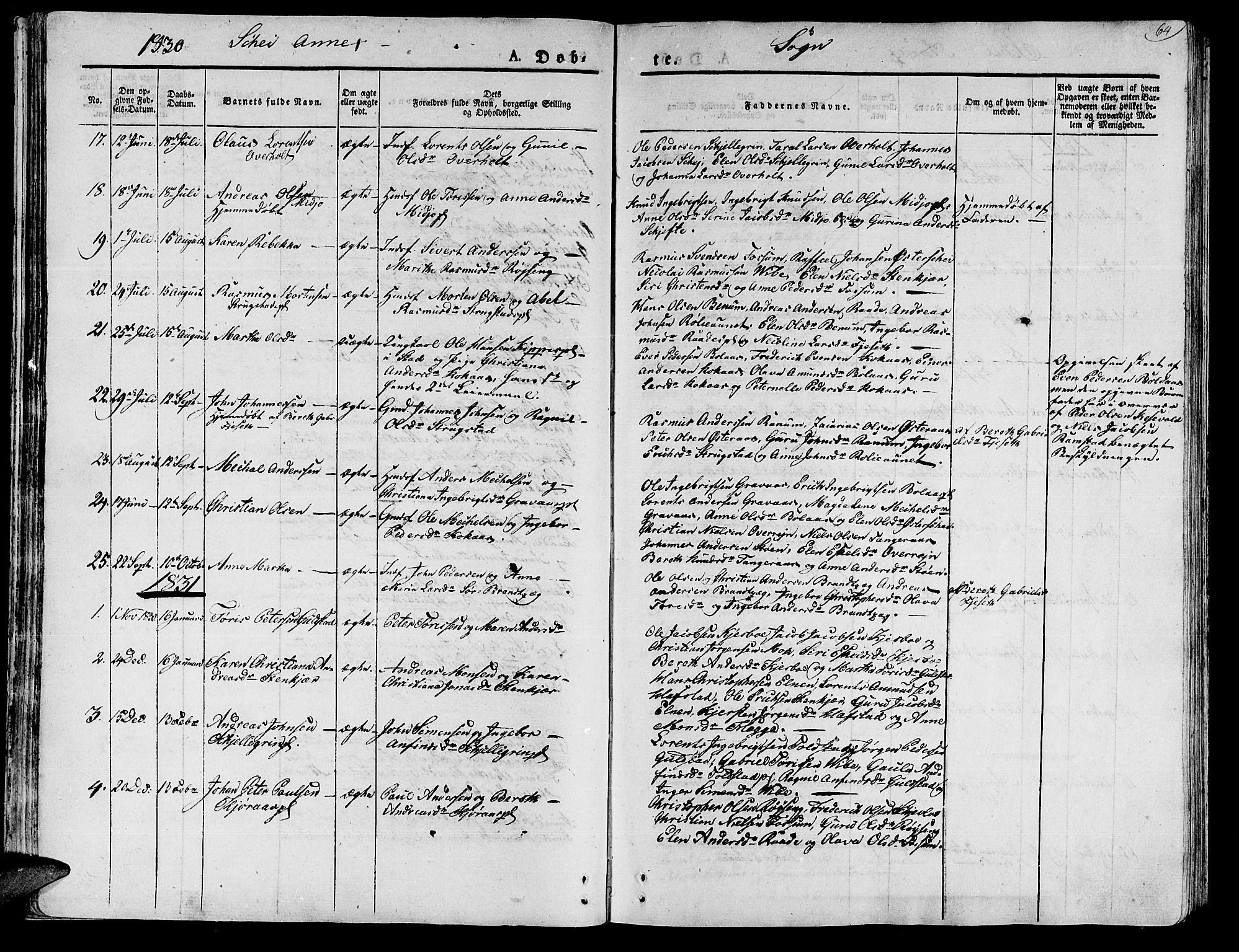 Ministerialprotokoller, klokkerbøker og fødselsregistre - Nord-Trøndelag, SAT/A-1458/735/L0336: Parish register (official) no. 735A05 /2, 1825-1835, p. 64