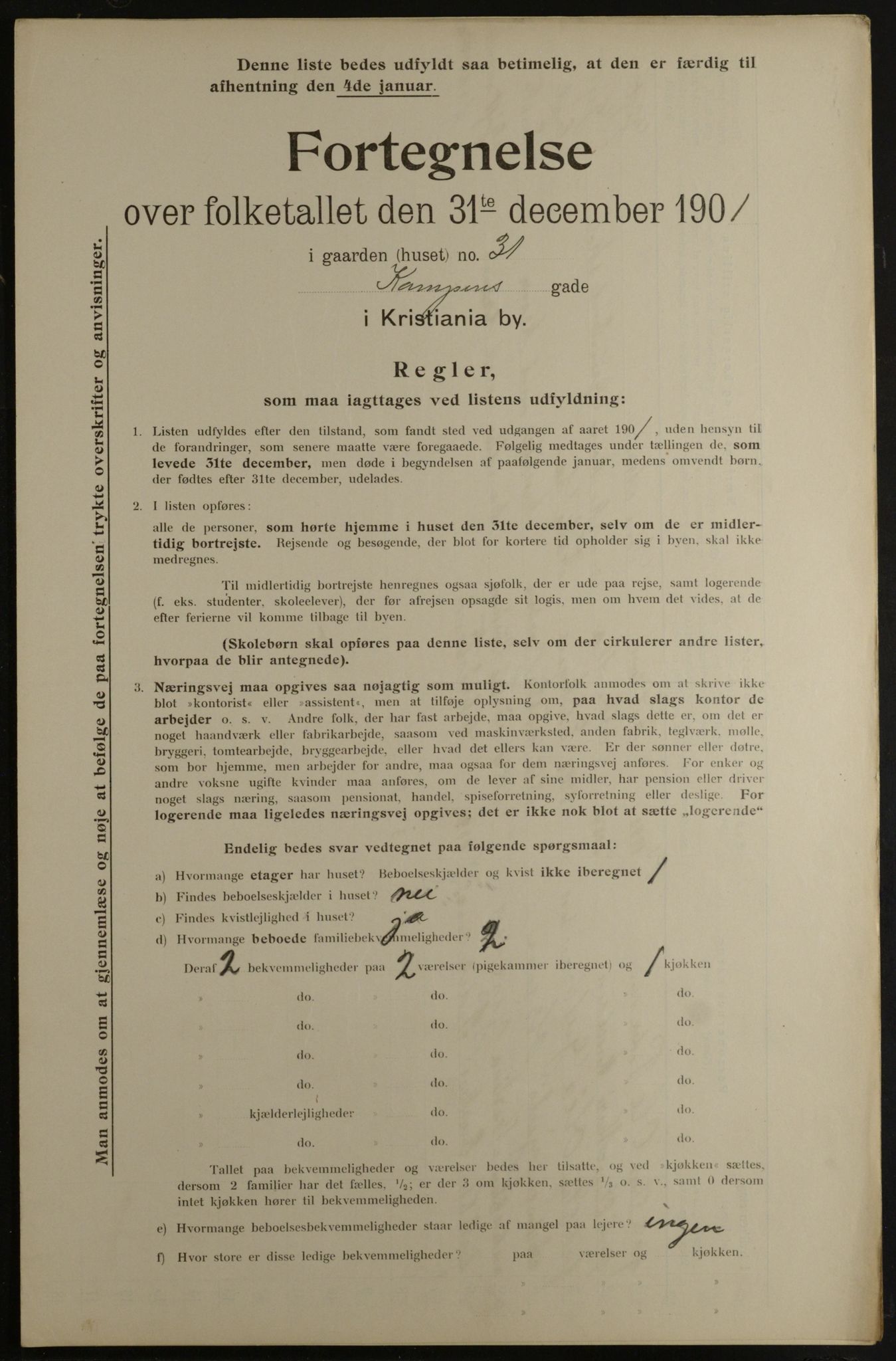 OBA, Municipal Census 1901 for Kristiania, 1901, p. 7491