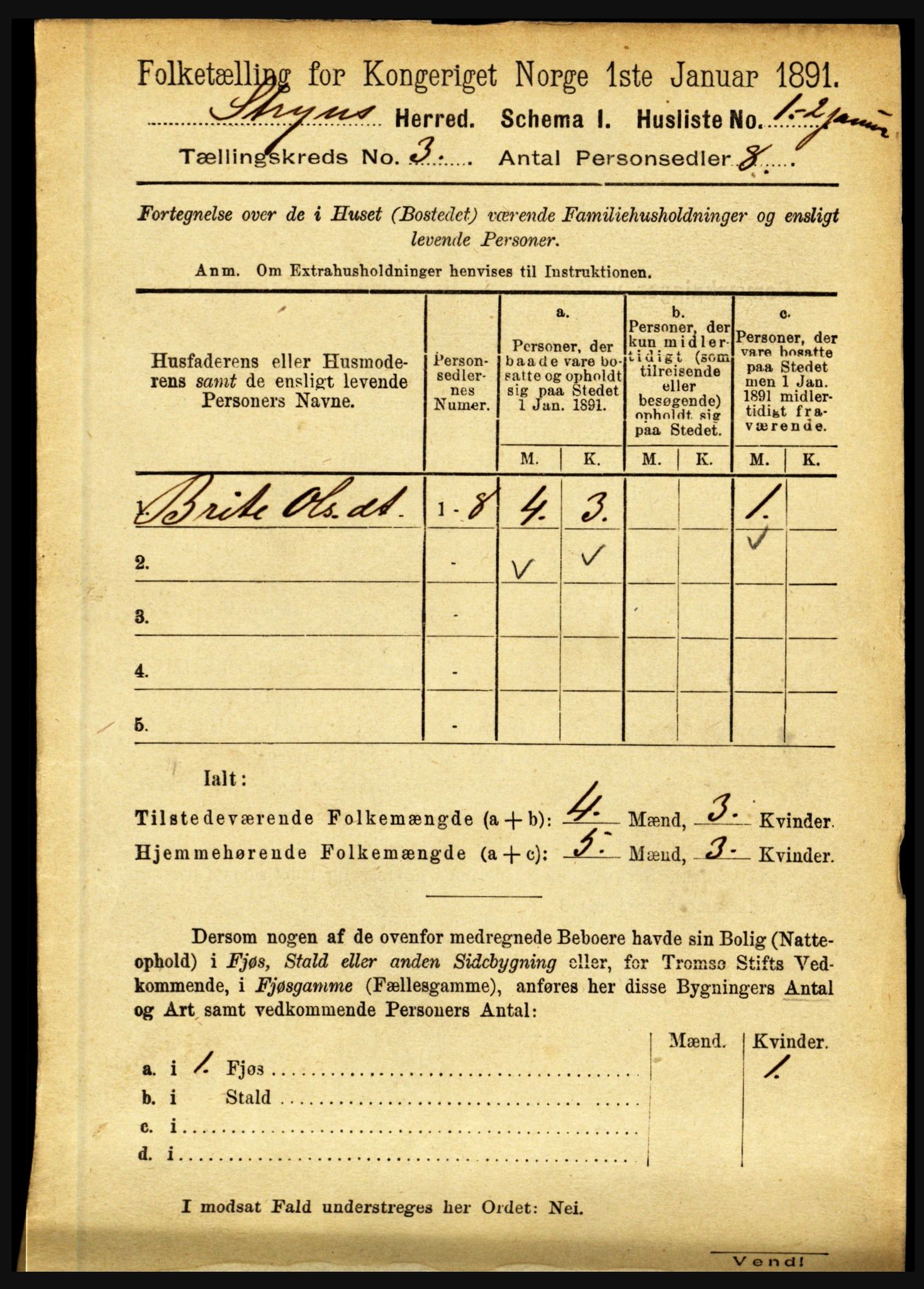 RA, 1891 census for 1448 Stryn, 1891, p. 1017