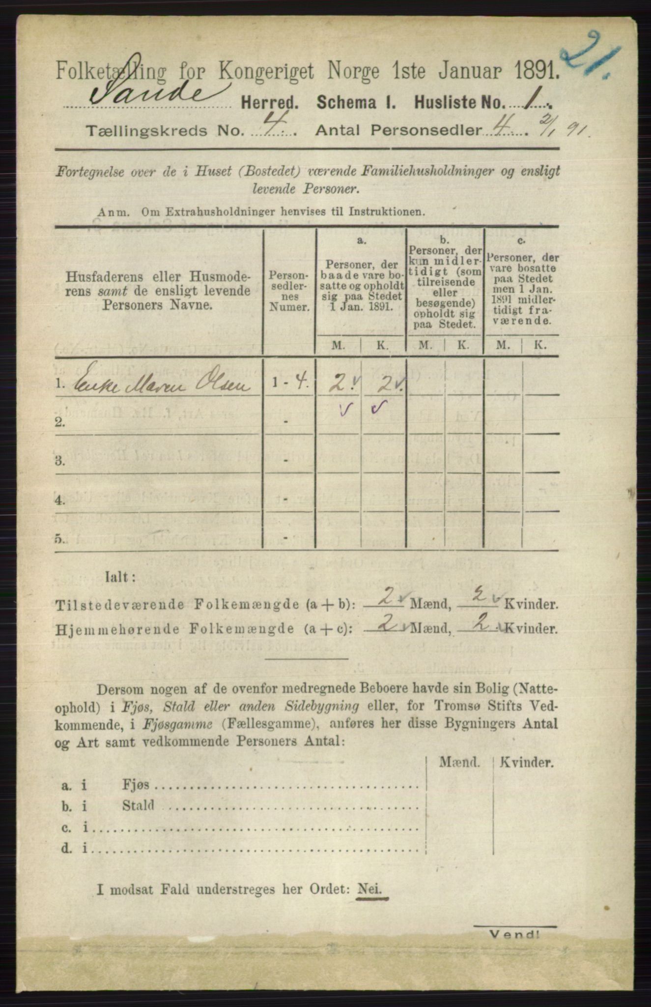 RA, 1891 census for 0713 Sande, 1891, p. 1384