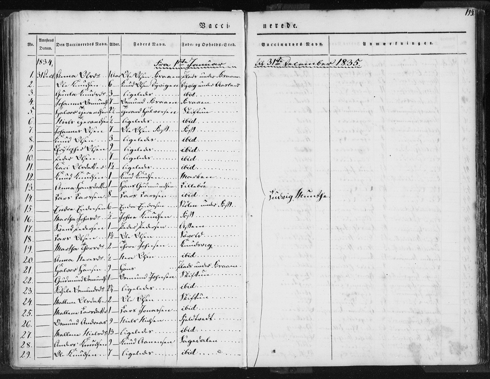 Hjelmeland sokneprestkontor, AV/SAST-A-101843/01/IV/L0006: Parish register (official) no. A 6, 1834-1845, p. 195