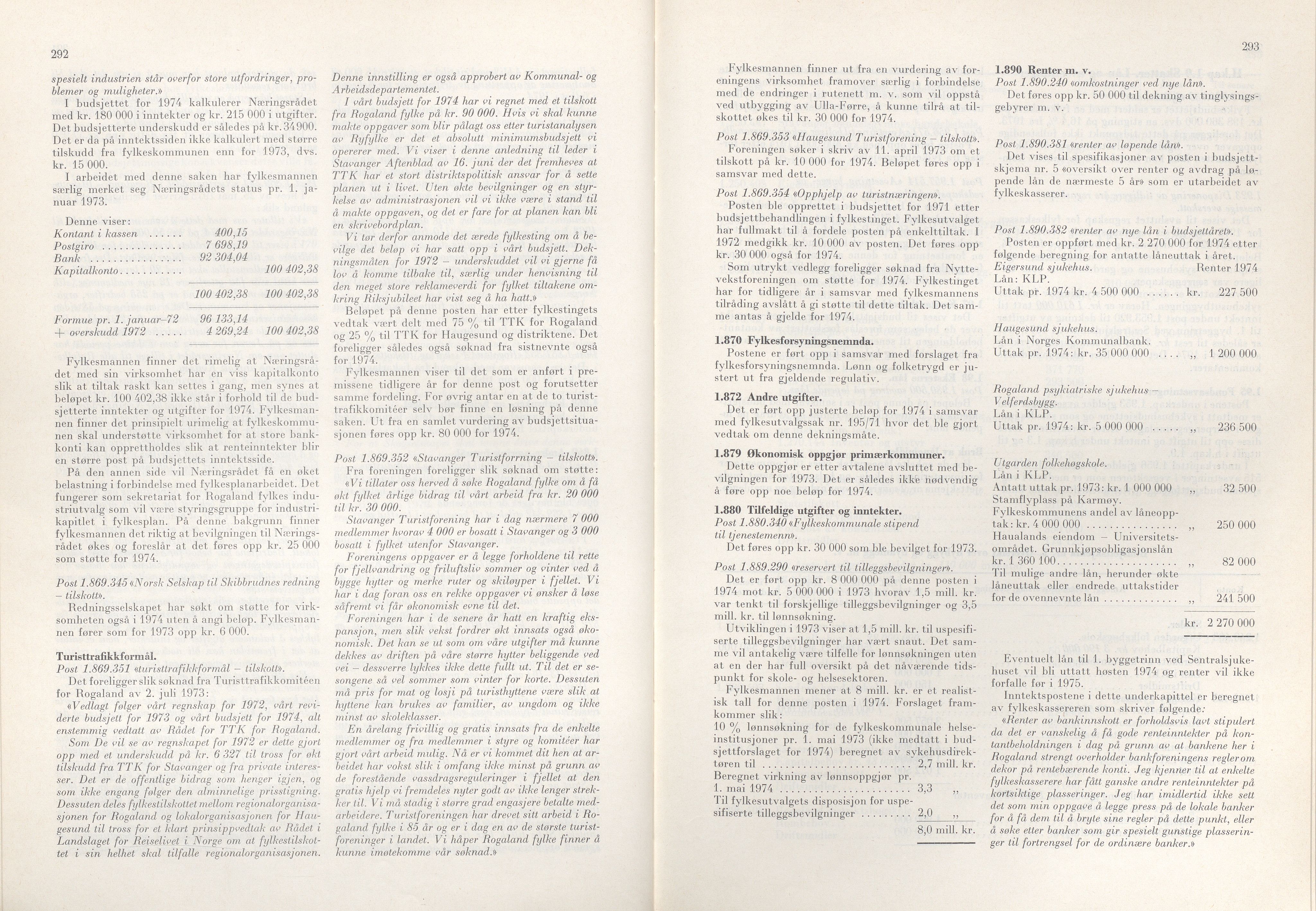 Rogaland fylkeskommune - Fylkesrådmannen , IKAR/A-900/A/Aa/Aaa/L0093: Møtebok , 1973, p. 292-293