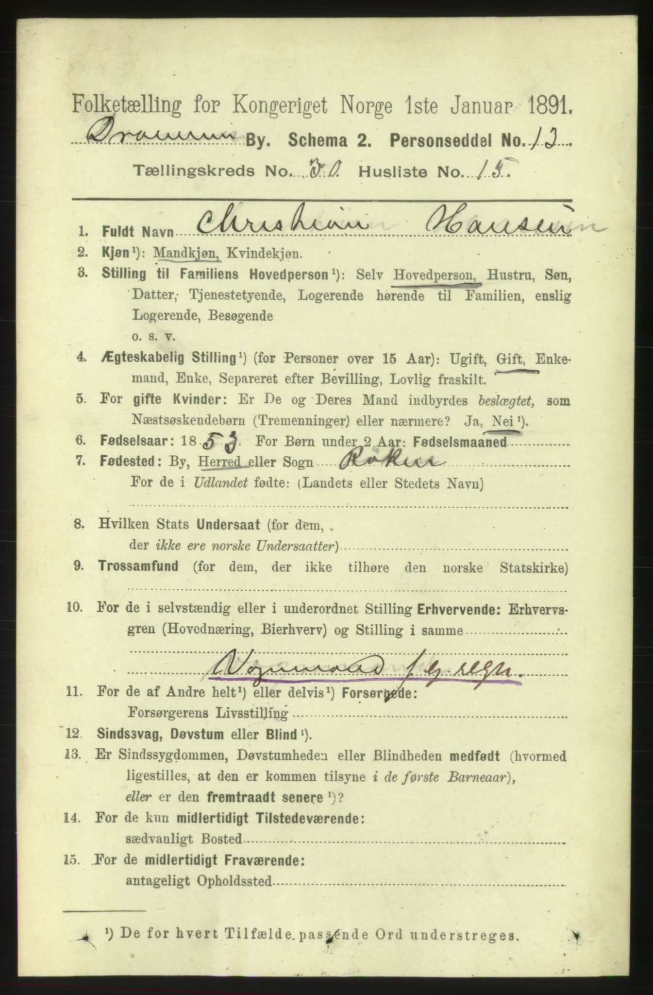 RA, 1891 census for 0602 Drammen, 1891, p. 18311