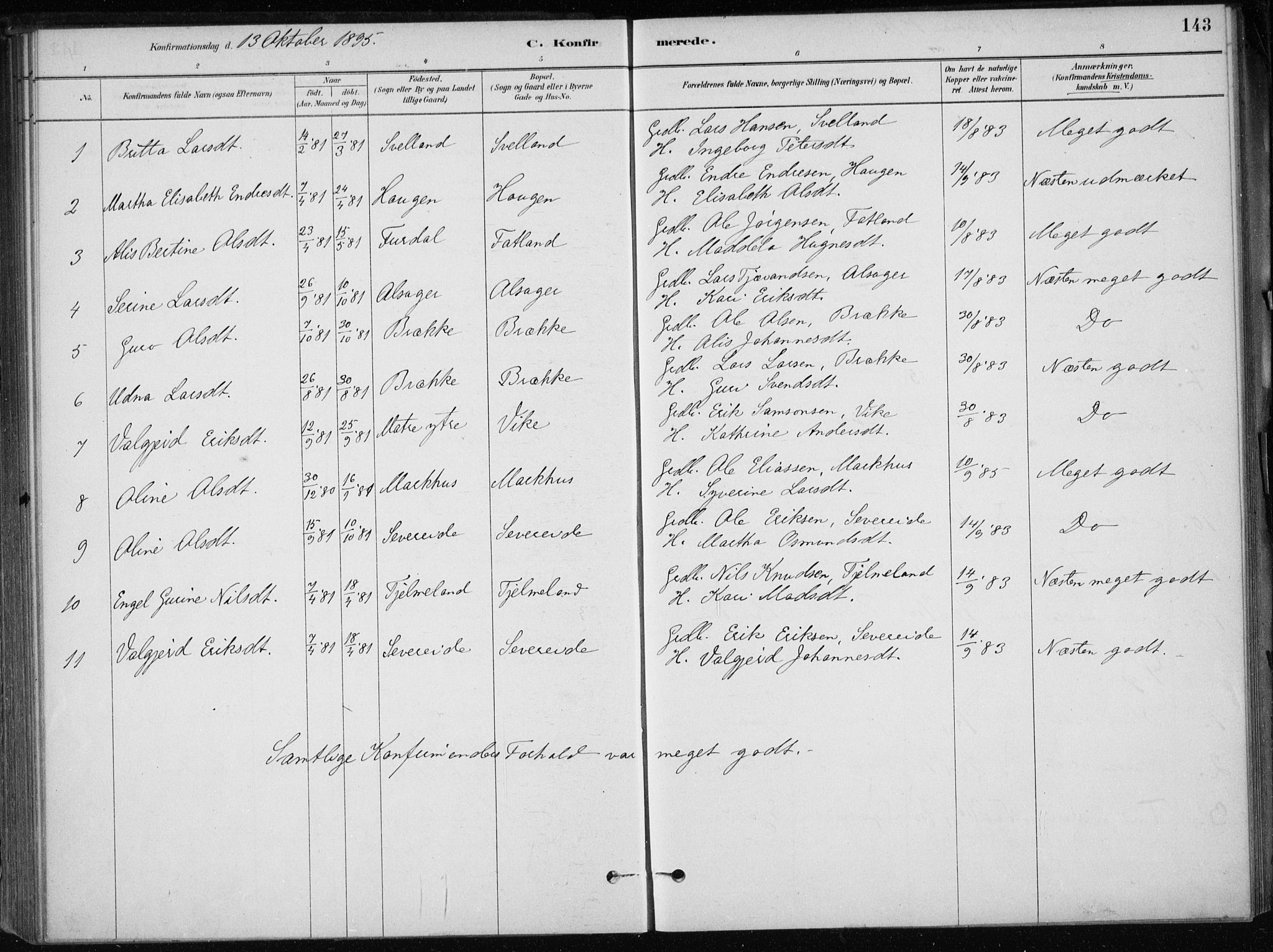 Skånevik sokneprestembete, AV/SAB-A-77801/H/Haa: Parish register (official) no. E  1, 1879-1901, p. 143