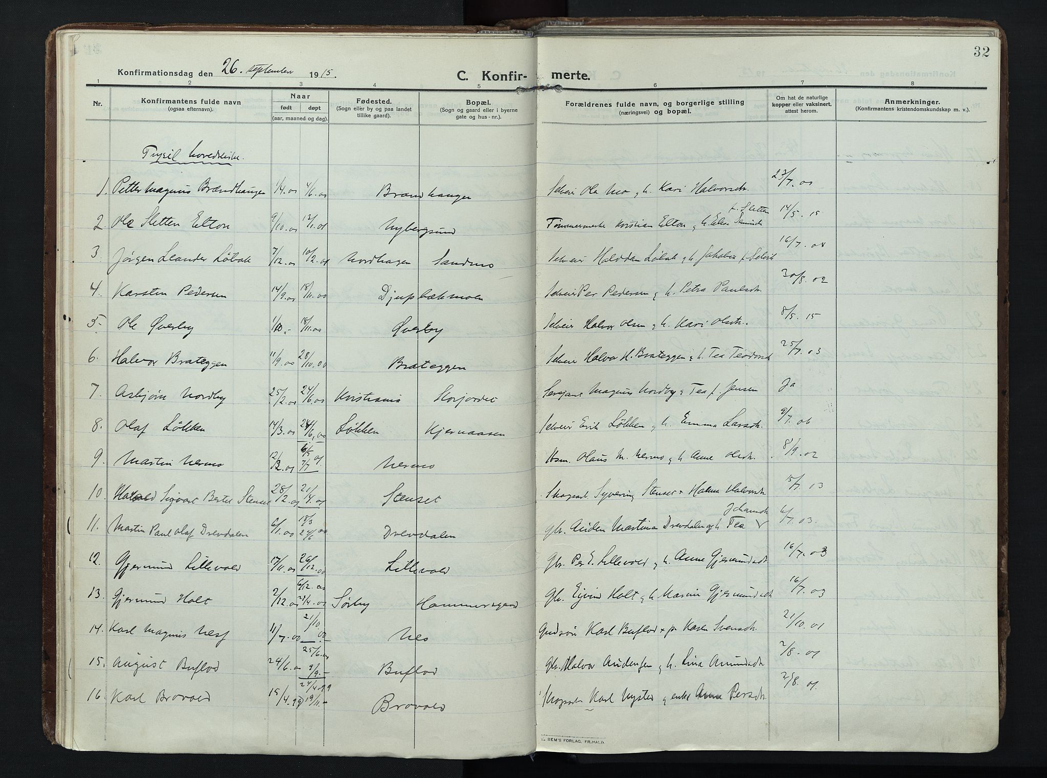 Trysil prestekontor, AV/SAH-PREST-046/H/Ha/Haa/L0014: Parish register (official) no. 14, 1912-1923, p. 32