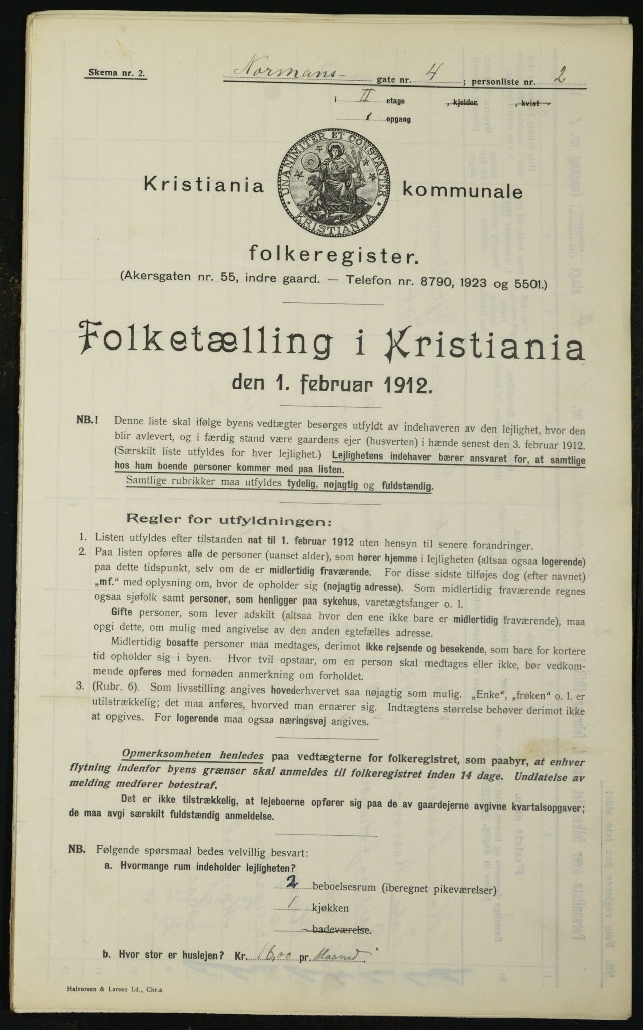 OBA, Municipal Census 1912 for Kristiania, 1912, p. 74109