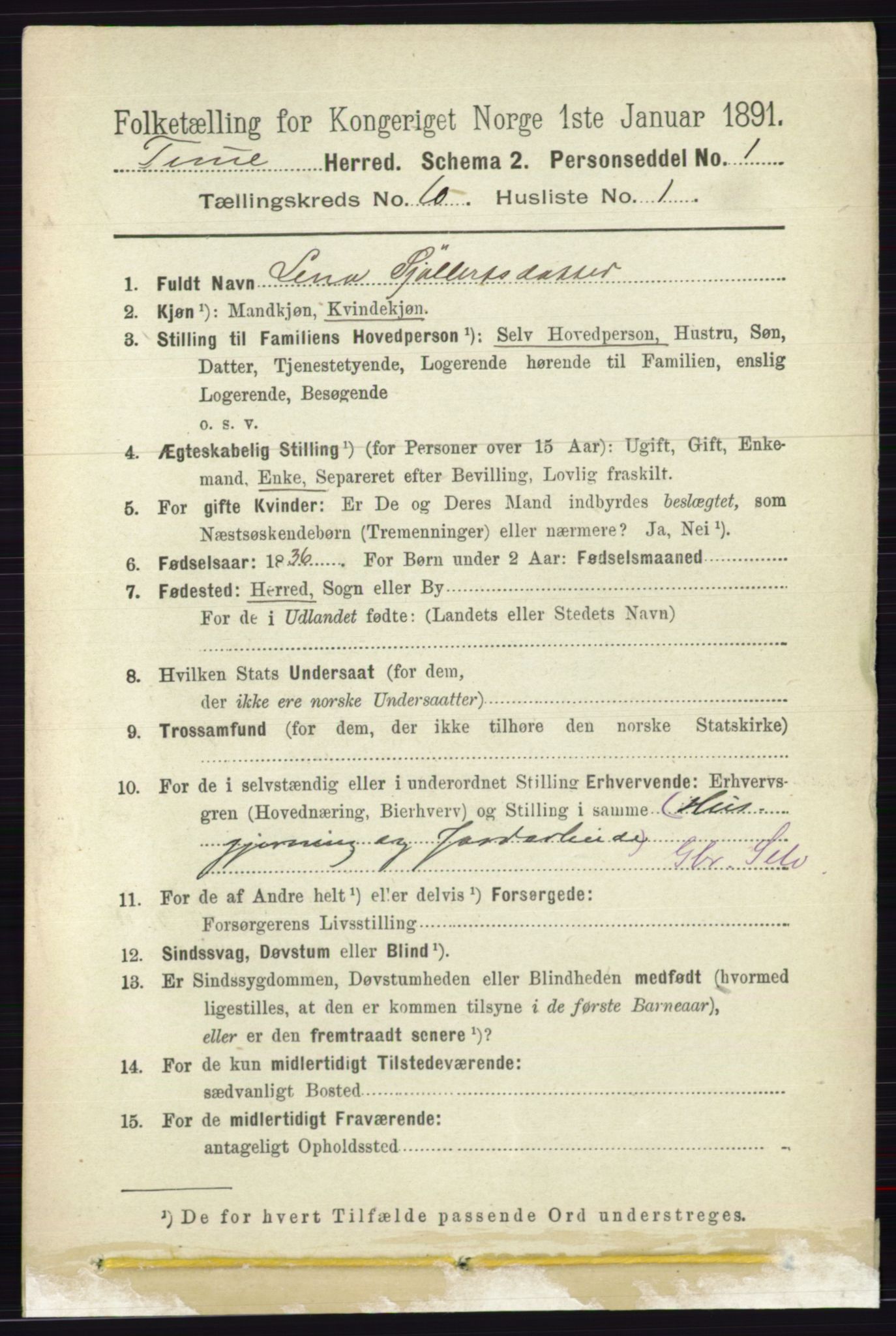 RA, 1891 census for 0130 Tune, 1891, p. 6563