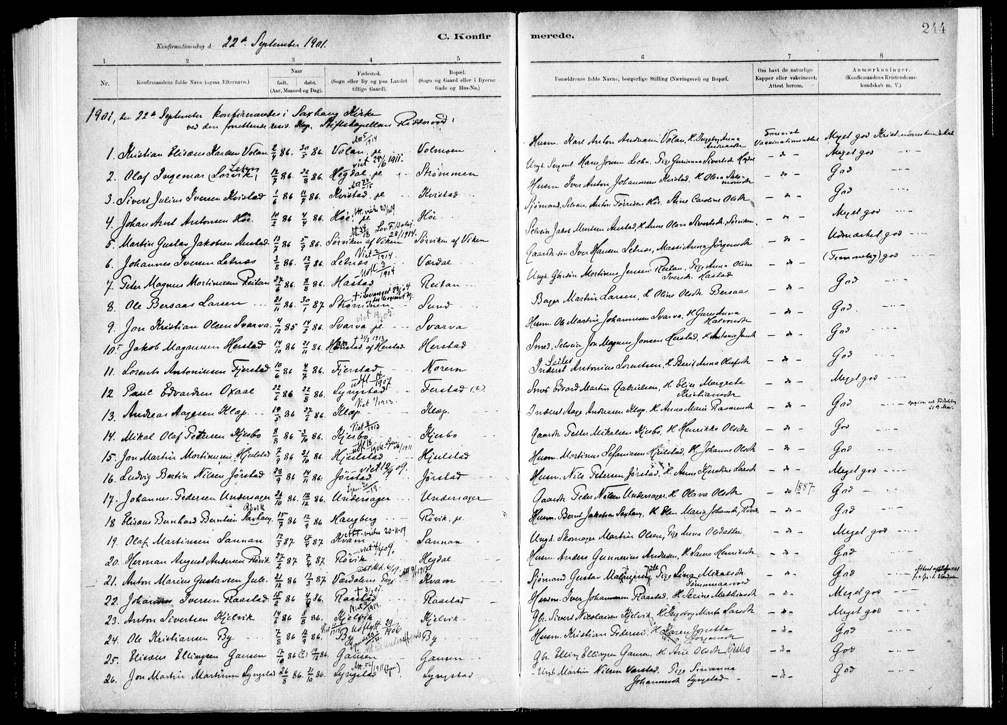 Ministerialprotokoller, klokkerbøker og fødselsregistre - Nord-Trøndelag, SAT/A-1458/730/L0285: Parish register (official) no. 730A10, 1879-1914, p. 244
