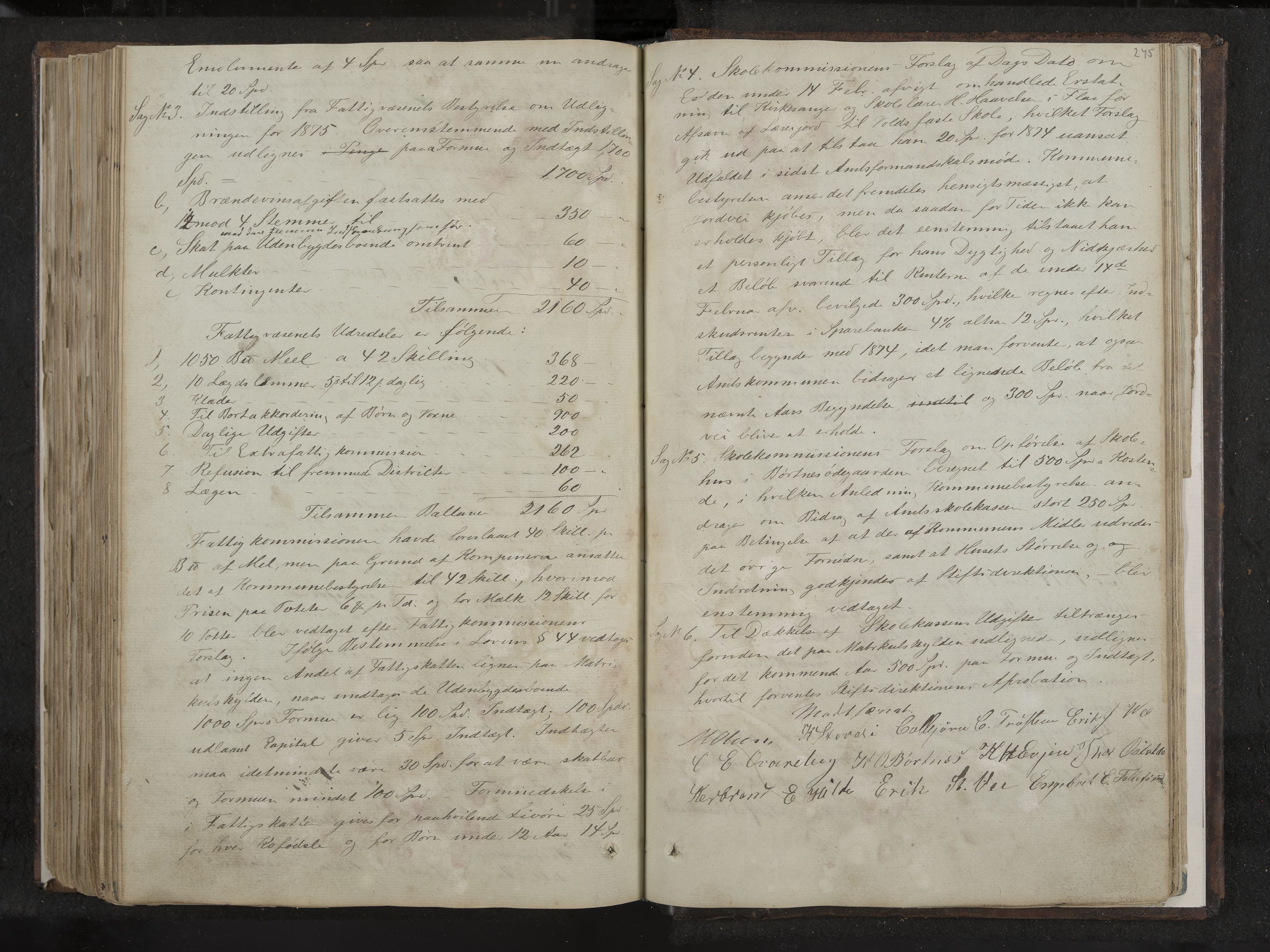 Nes formannskap og sentraladministrasjon, IKAK/0616021-1/A/Aa/L0001: Møtebok med register, 1838-1875, p. 245