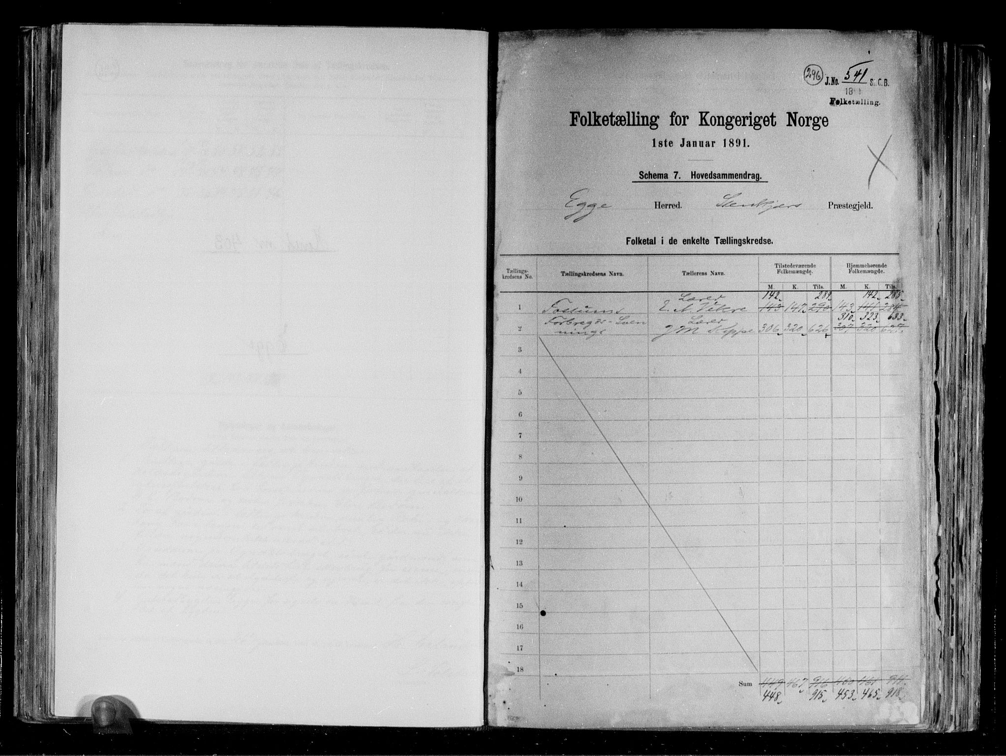 RA, 1891 census for 1733 Egge, 1891, p. 2